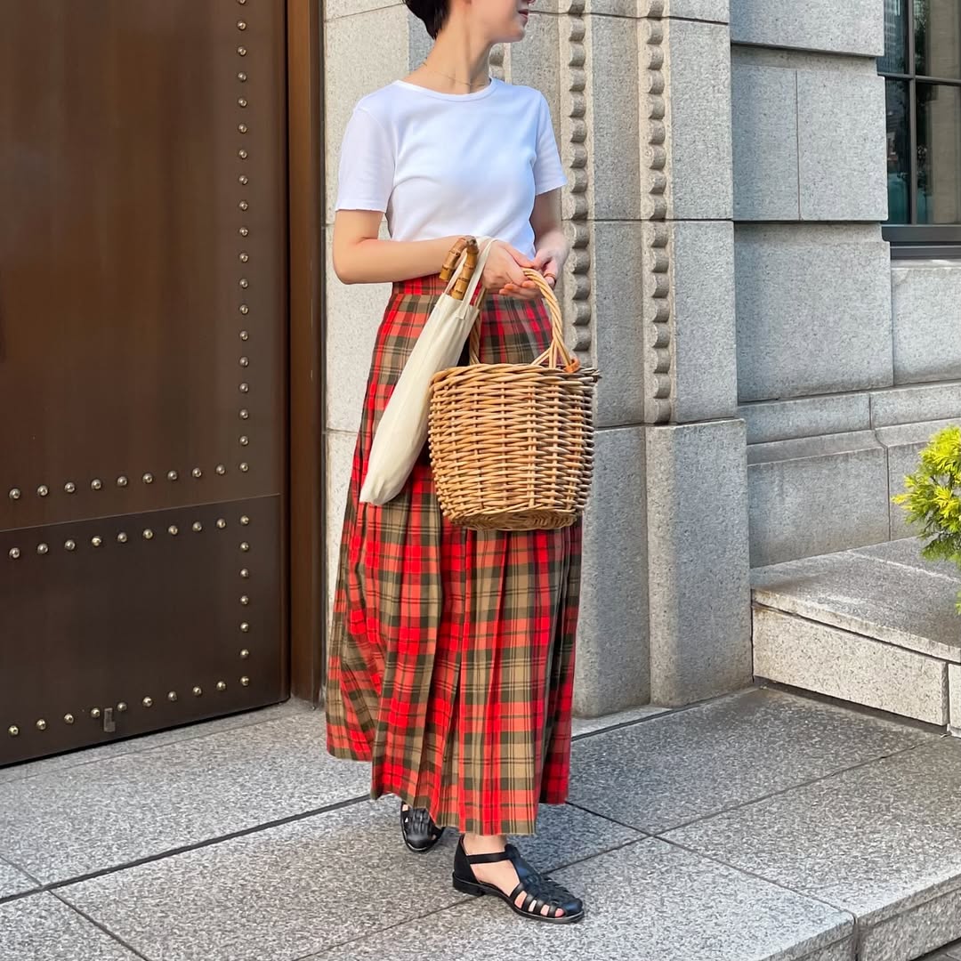 O'neil of Dublin リネンキルトスカート アヴォンフ オールラウンドプリーツ