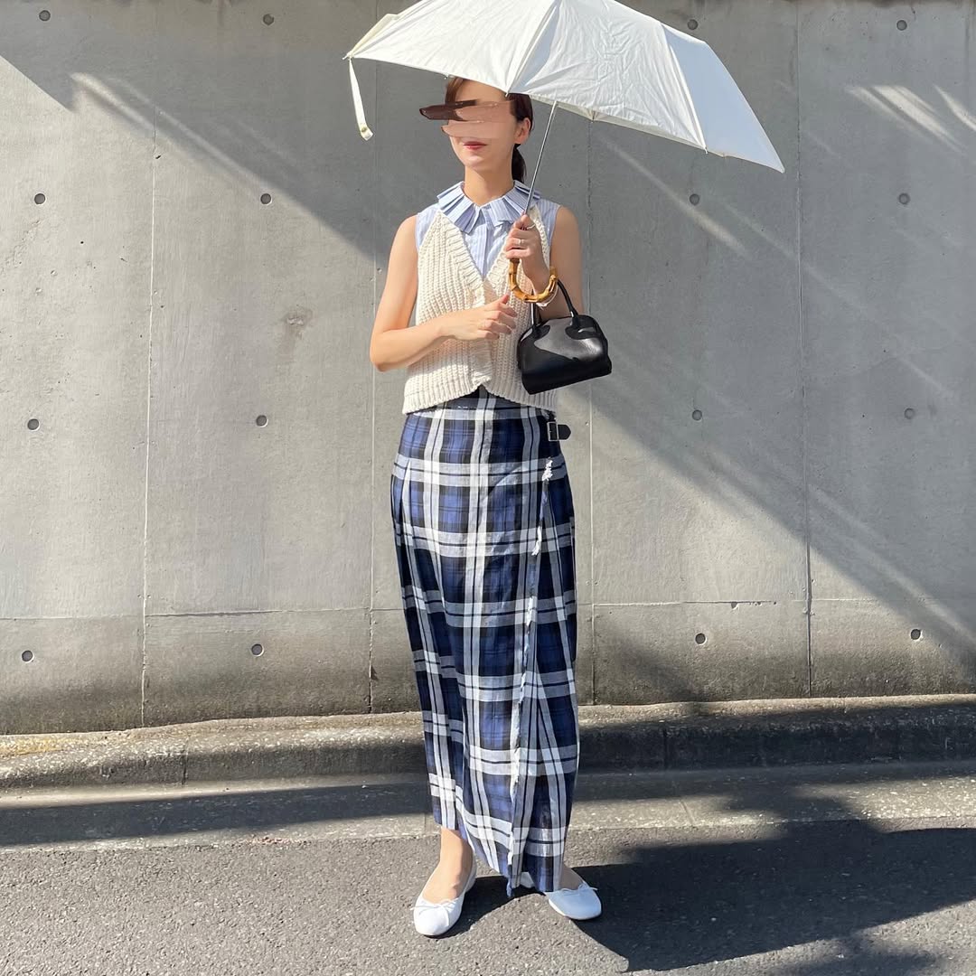 O'neil of Dublin リネンキルトスカート レカフレア ワイドダブルベルト