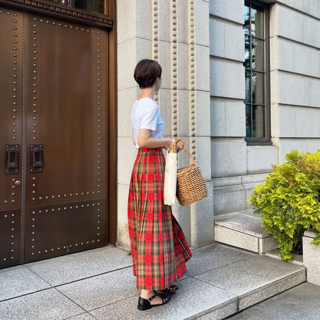 O'neil of Dublin リネンキルトスカート アヴォンフ オールラウンドプリーツ