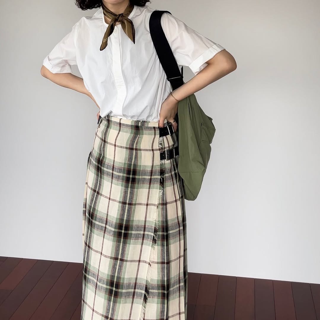 O'neil of Dublin リネンキルトスカート マッコトループ ワイドダブルベルト