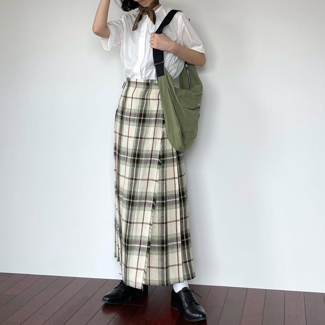 O'neil of Dublin リネンキルトスカート マッコトループ ワイドダブルベルト