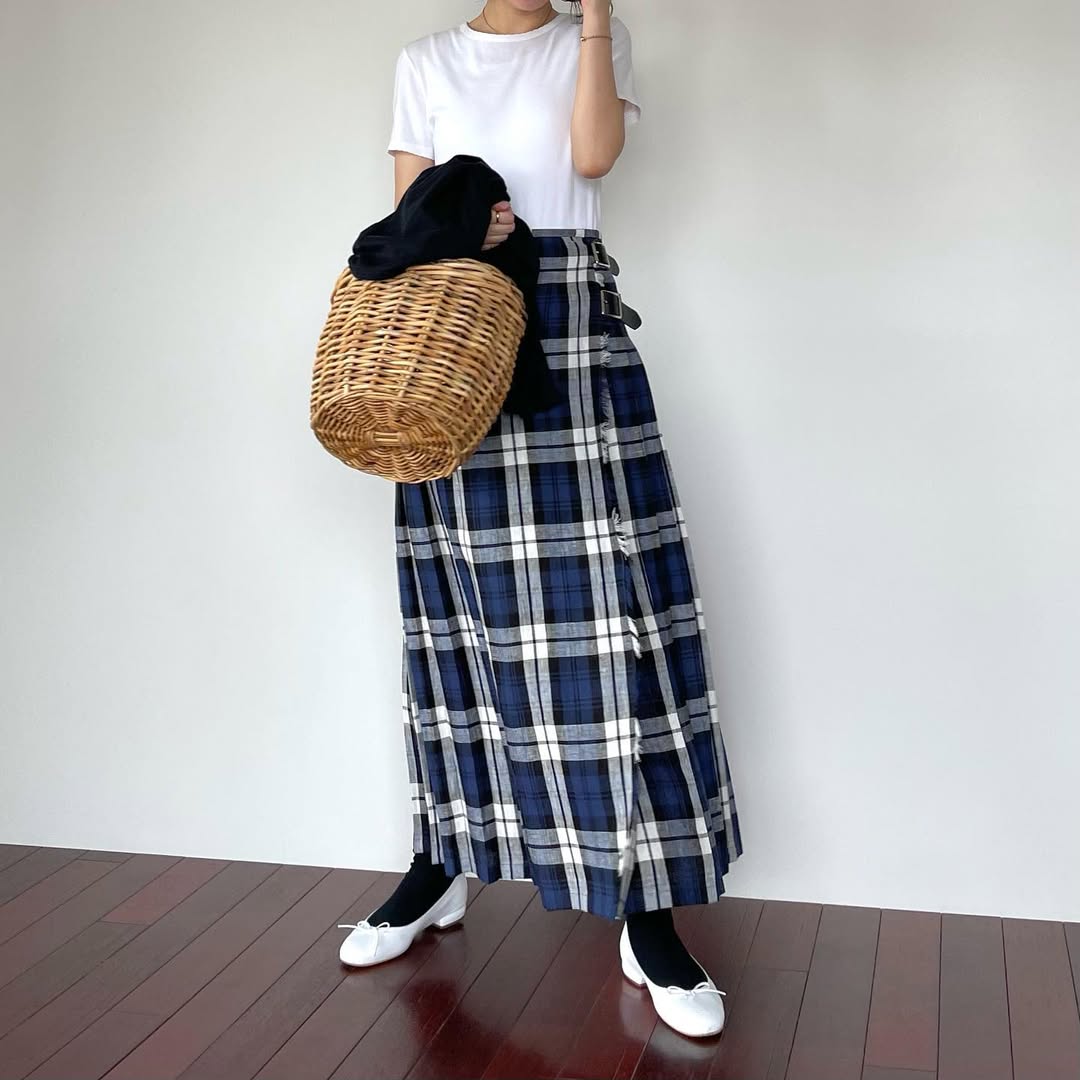 O'neil of Dublin リネンキルトスカート レカフレア ワイドダブルベルト