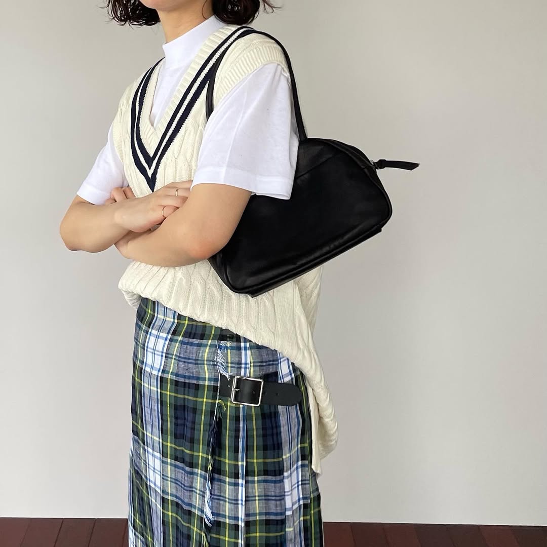 O'neil of Dublin リネンキルトスカート ドレスゴードン ワイドダブルベルト