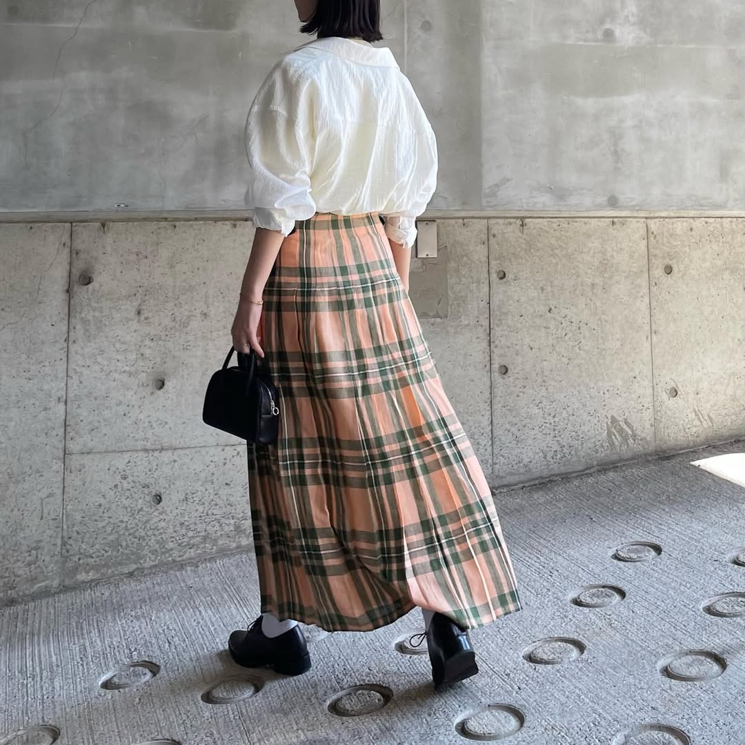 O'neil of Dublin リネンキルトスカート マウンターク ワイドダブルベルト