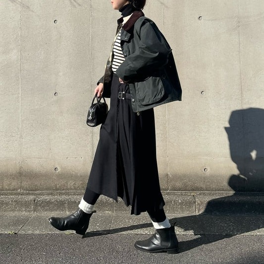 O'neil of Dublin キルトスカート ダブルベルト ブラック