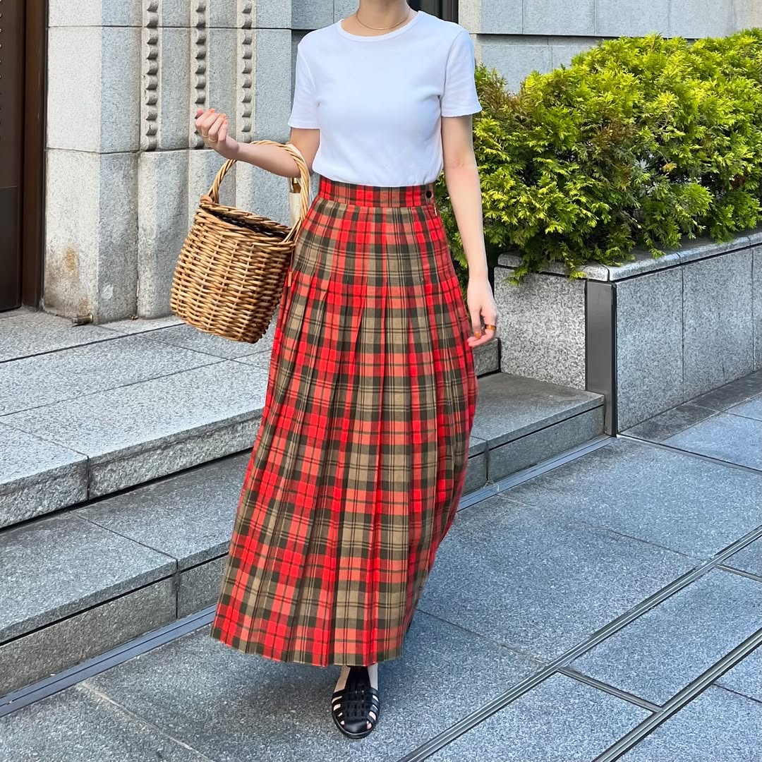 O'neil of Dublin リネンキルトスカート アヴォンフ オールラウンドプリーツ