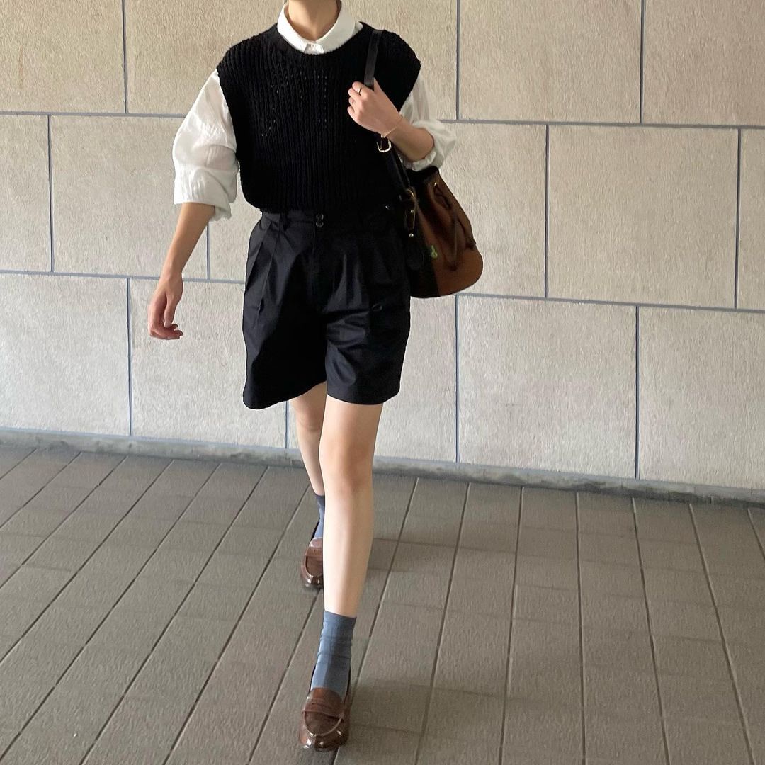 lalagom タックハーフパンツ