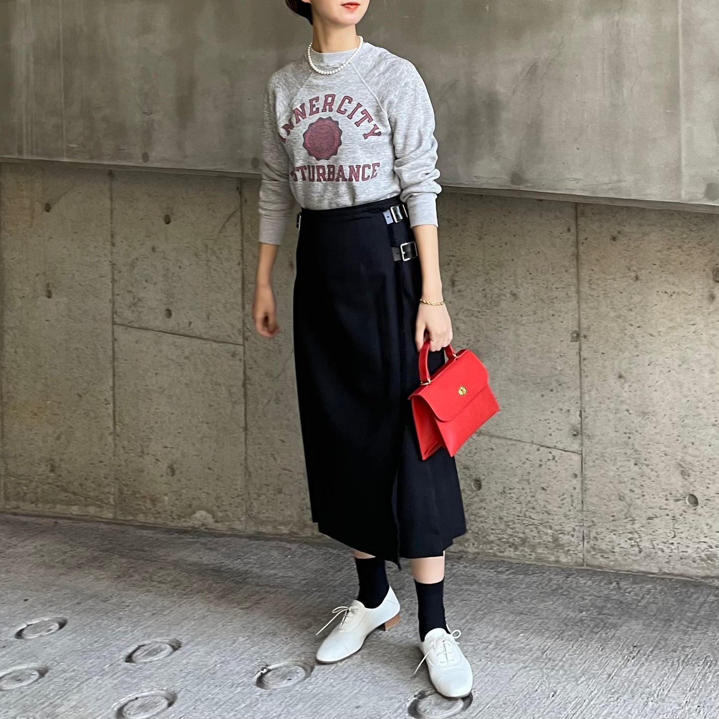 【10/31(金)21時〜プレオーダー開始】O'neil of Dublin キルトスカート ダブルベルト ブラック