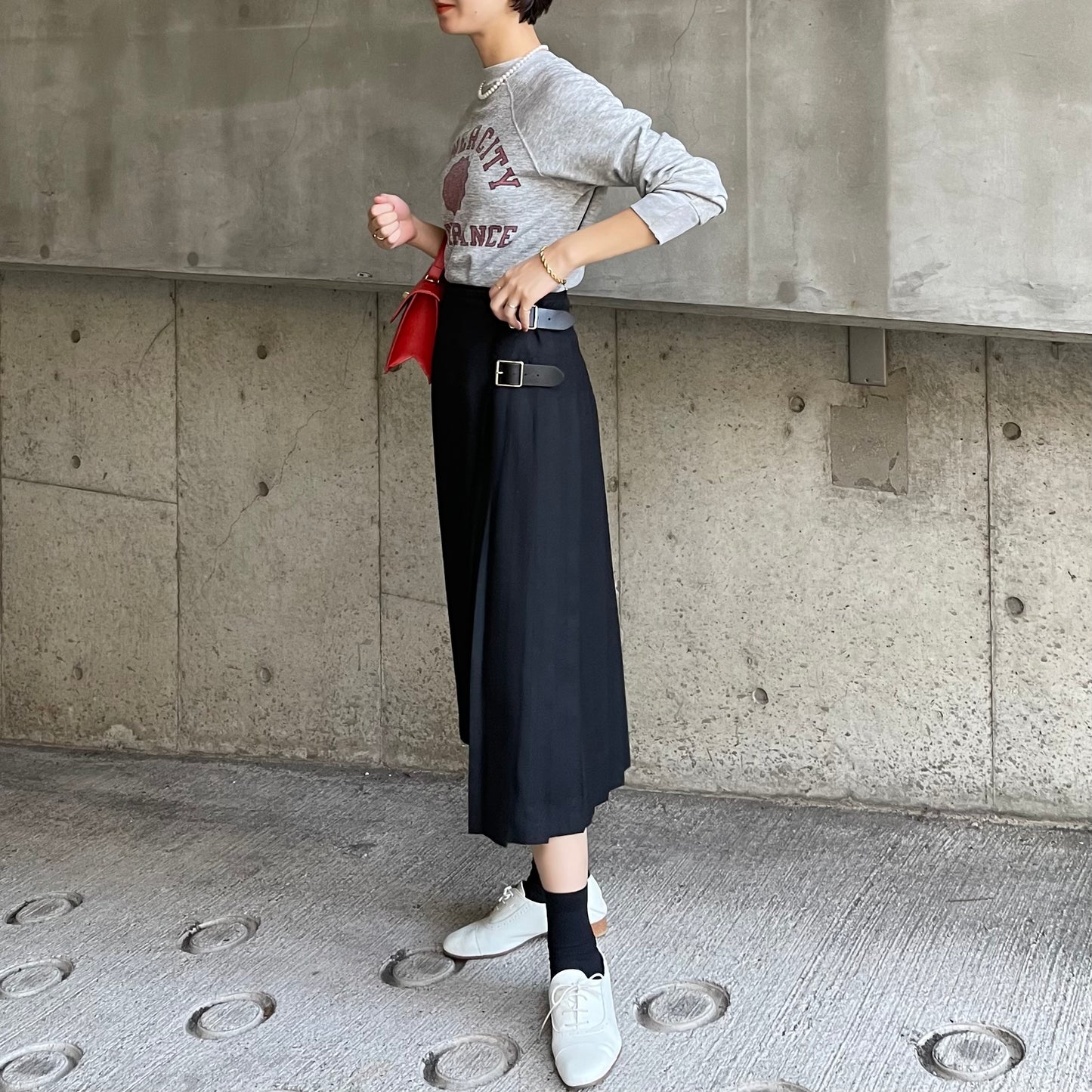 【10/31(金)21時〜プレオーダー開始】O'neil of Dublin キルトスカート ダブルベルト ブラック