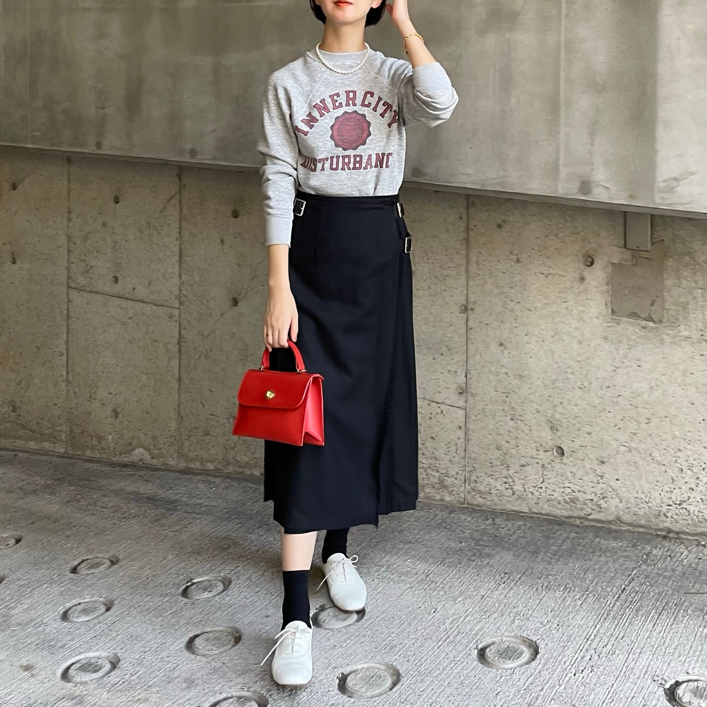 【10/31(金)21時〜プレオーダー開始】O'neil of Dublin キルトスカート ダブルベルト ブラック