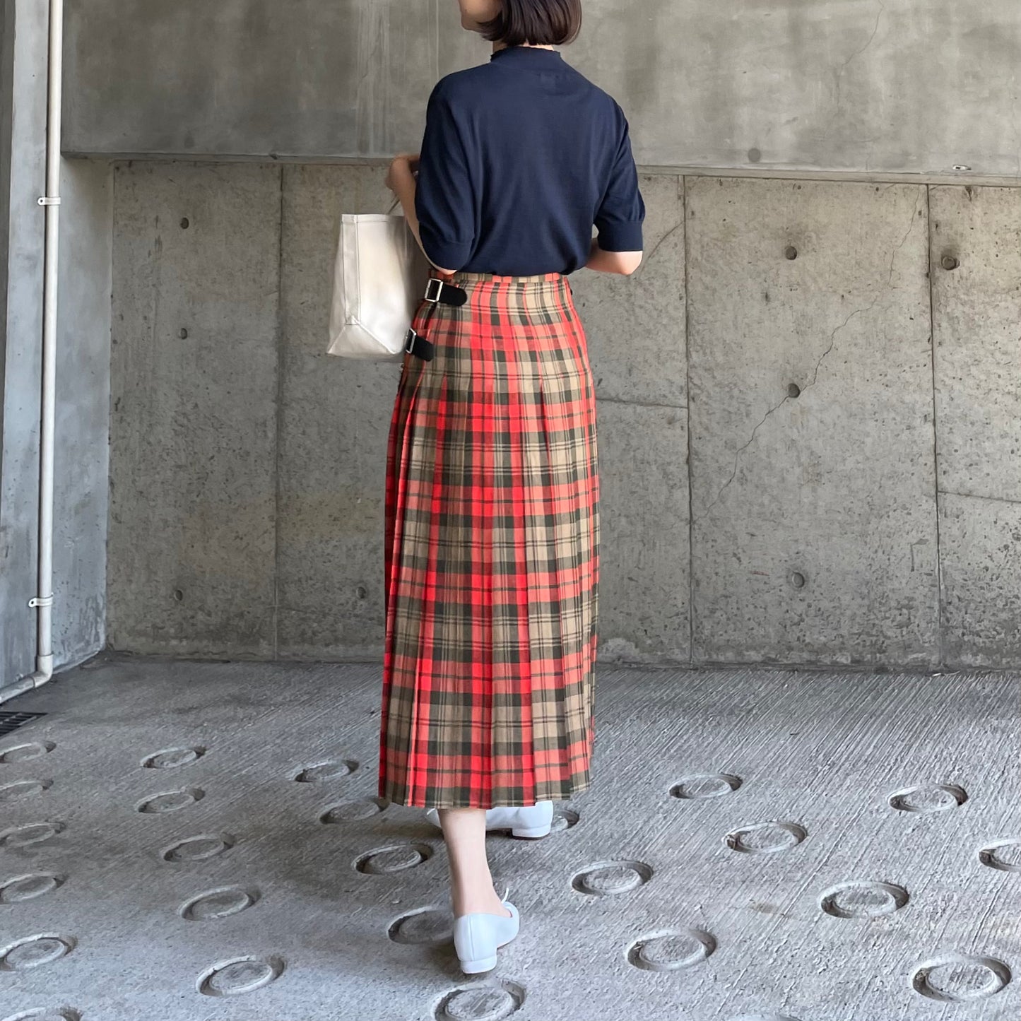 O'neil of Dublin リネンキルトスカート アヴォンフ ワイドダブルベルト