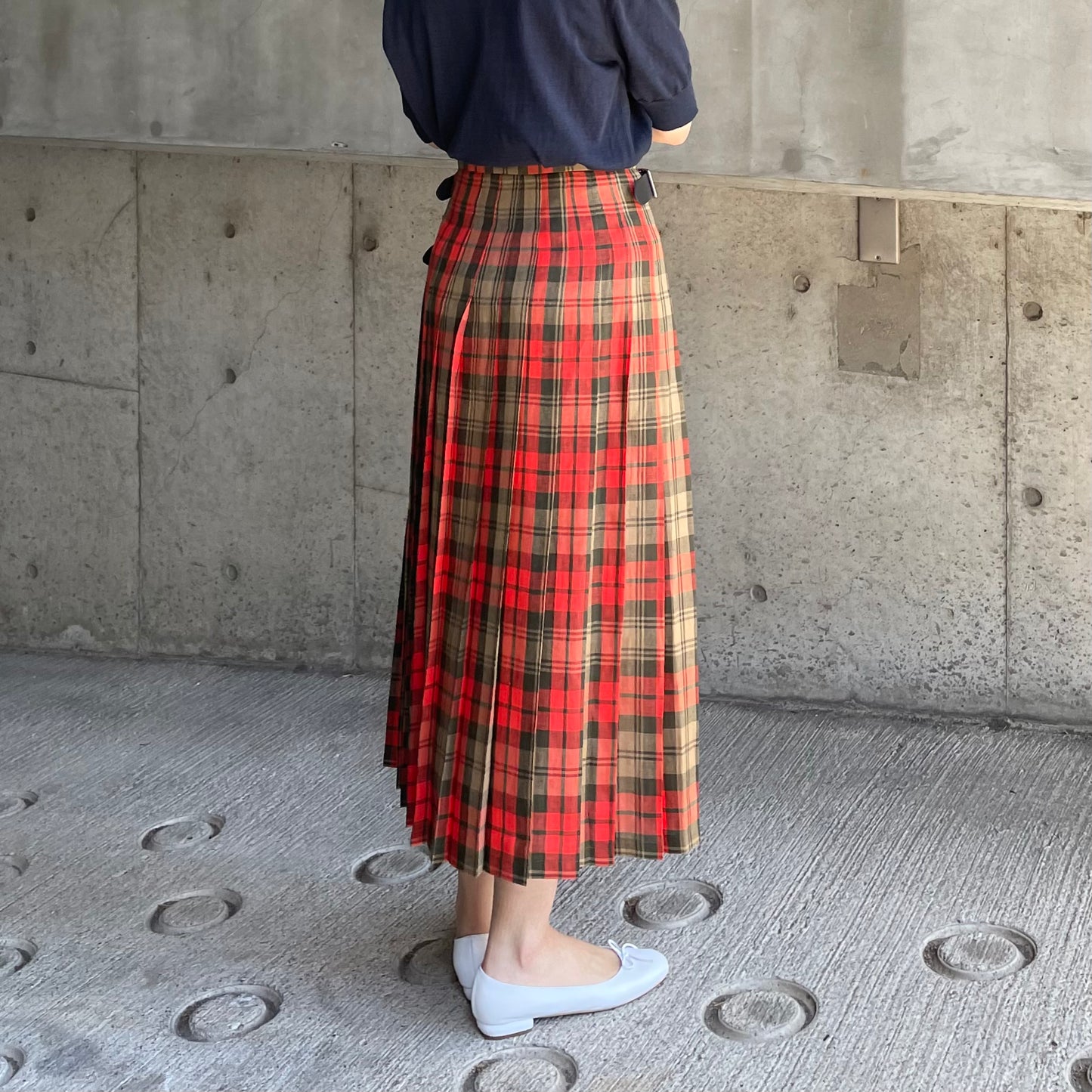 O'neil of Dublin リネンキルトスカート アヴォンフ ワイドダブルベルト