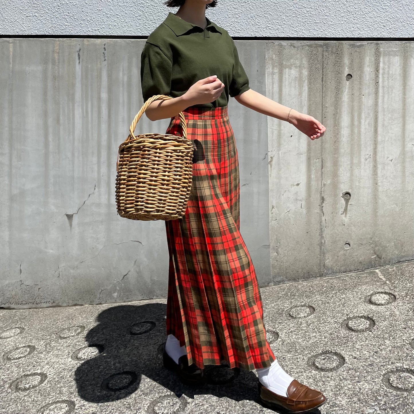 O'neil of Dublin リネンキルトスカート アヴォンフ オールラウンドプリーツ