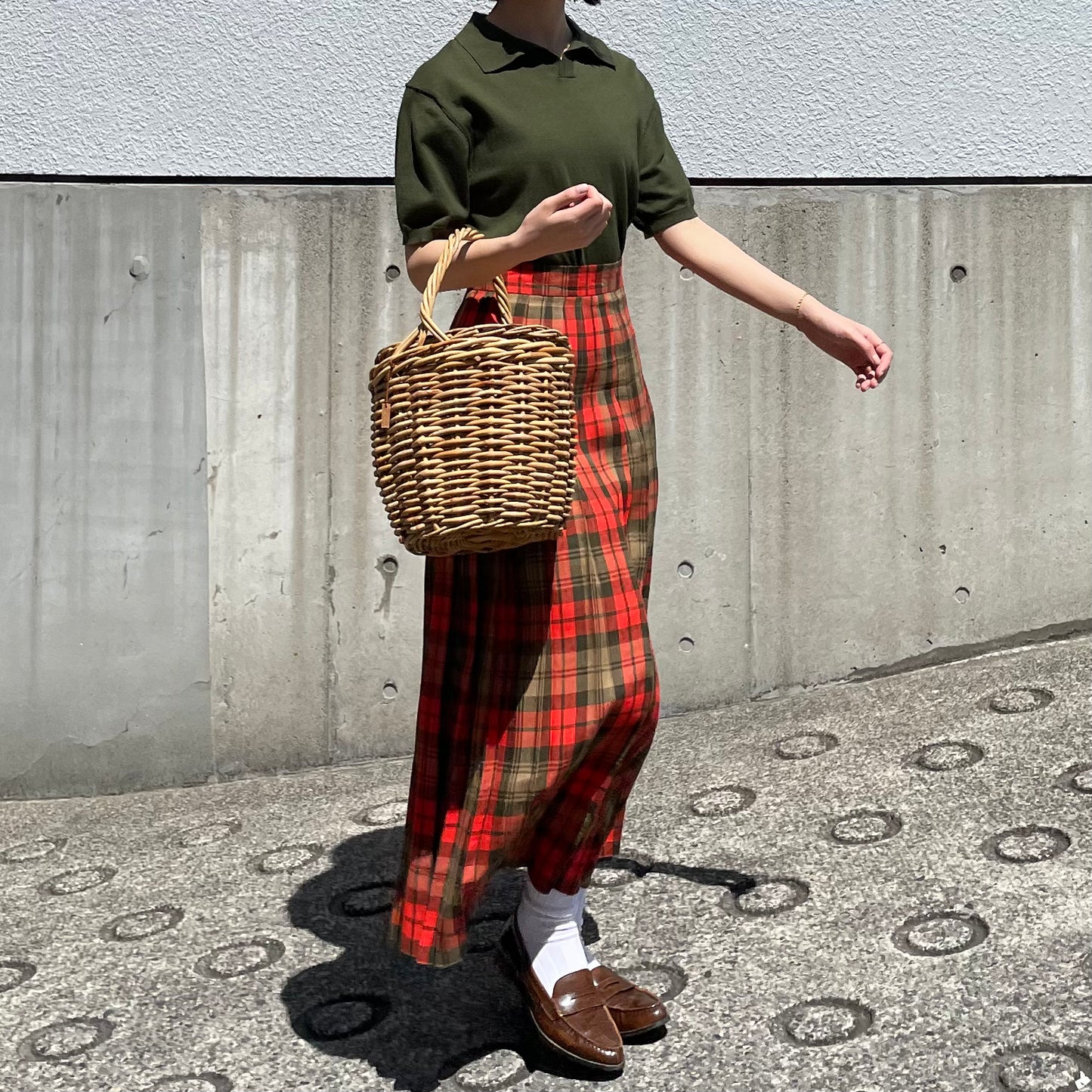 O'neil of Dublin リネンキルトスカート アヴォンフ オールラウンドプリーツ