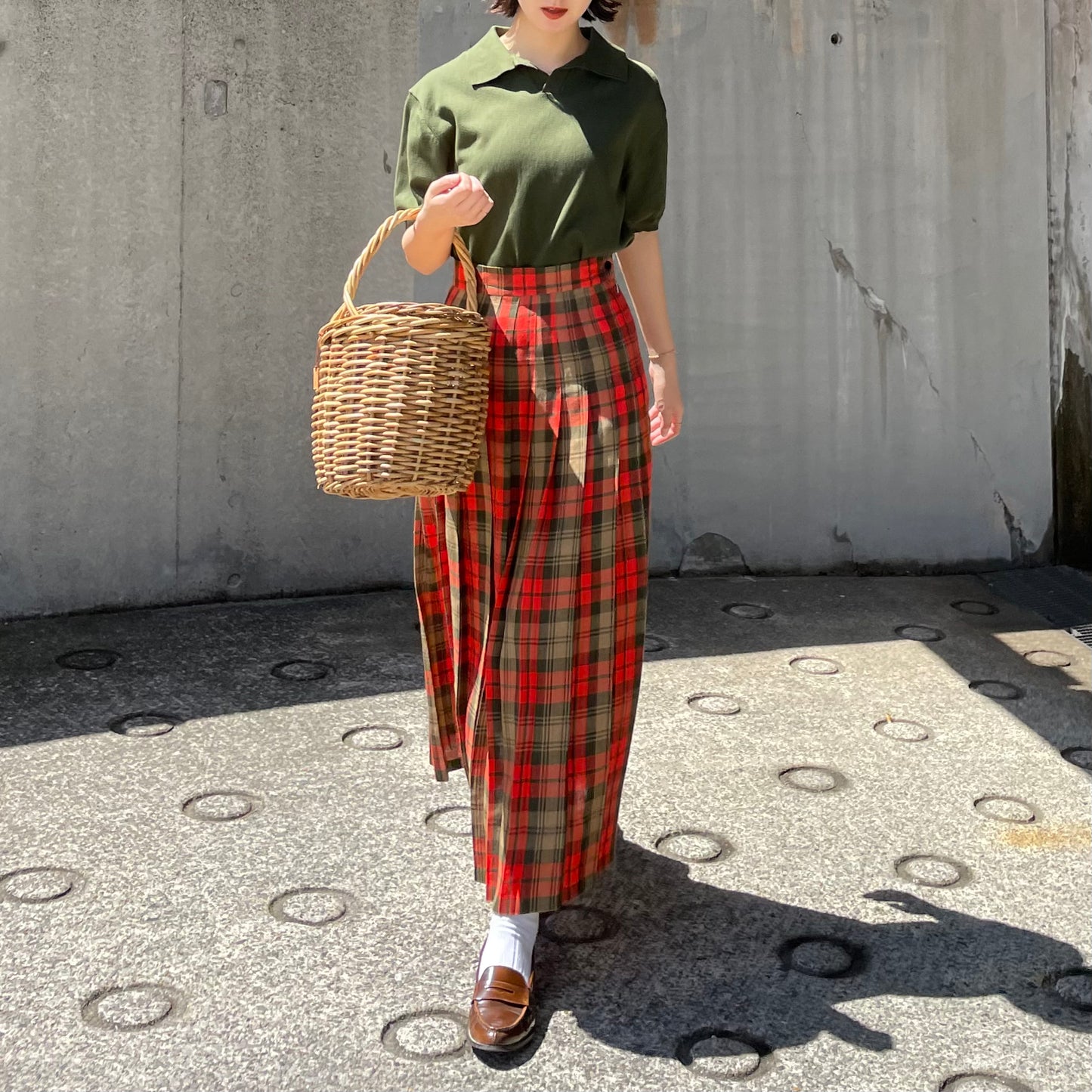 O'neil of Dublin リネンキルトスカート アヴォンフ オールラウンドプリーツ