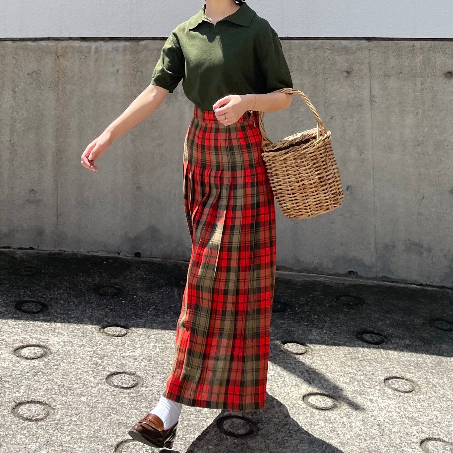 O'neil of Dublin リネンキルトスカート アヴォンフ オールラウンドプリーツ