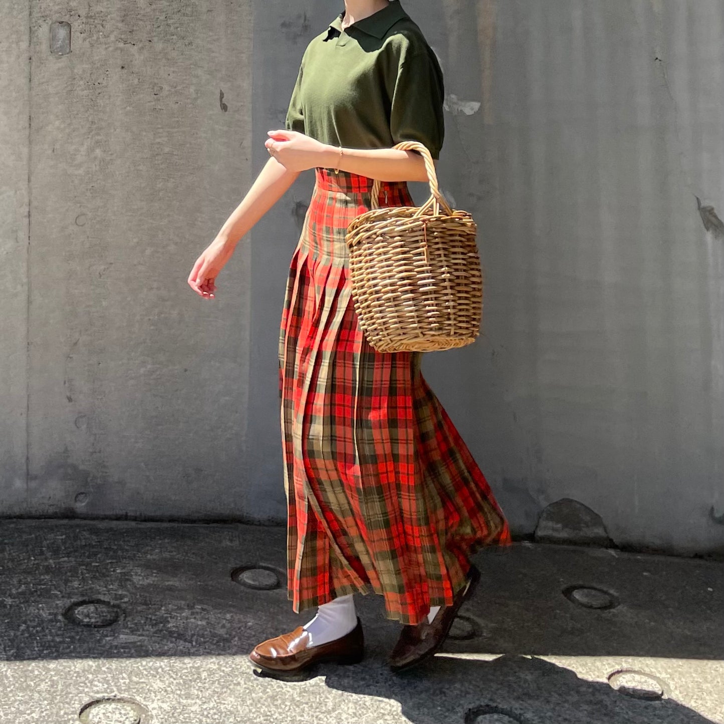 O'neil of Dublin リネンキルトスカート アヴォンフ オールラウンドプリーツ