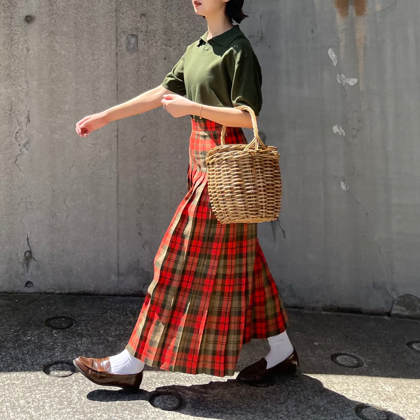 O'neil of Dublin リネンキルトスカート アヴォンフ オールラウンドプリーツ