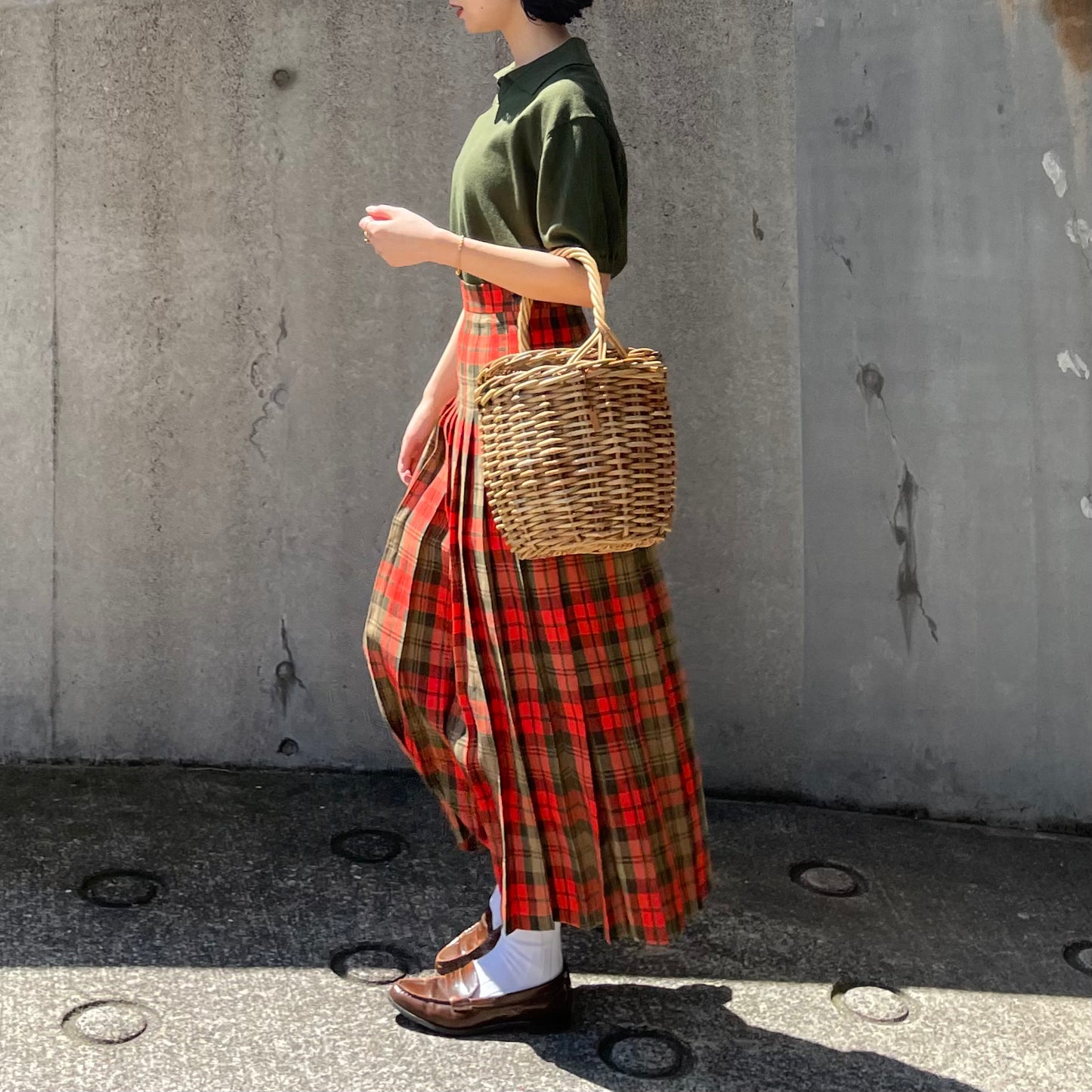 O'neil of Dublin リネンキルトスカート アヴォンフ オールラウンドプリーツ