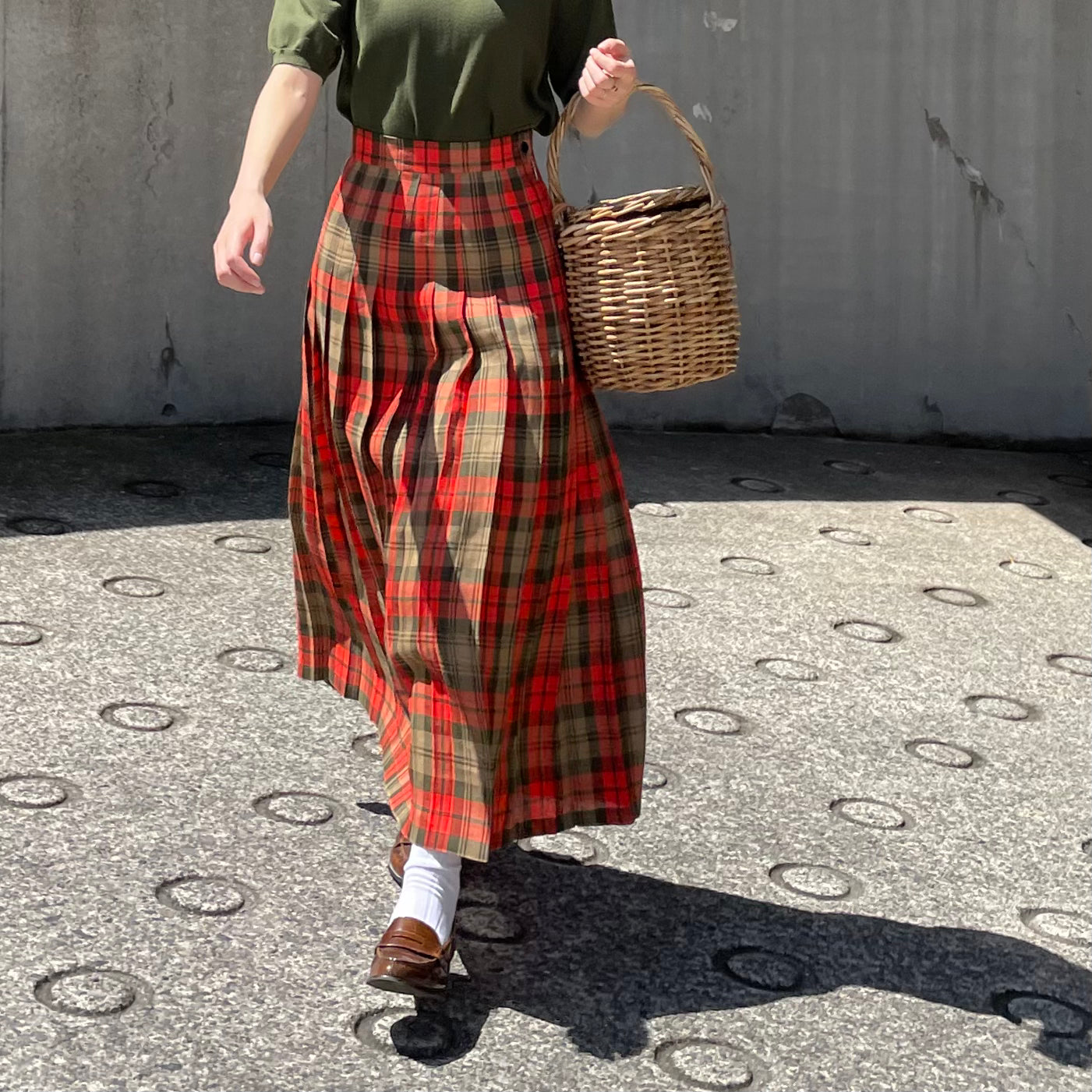 O'neil of Dublin リネンキルトスカート アヴォンフ オールラウンドプリーツ