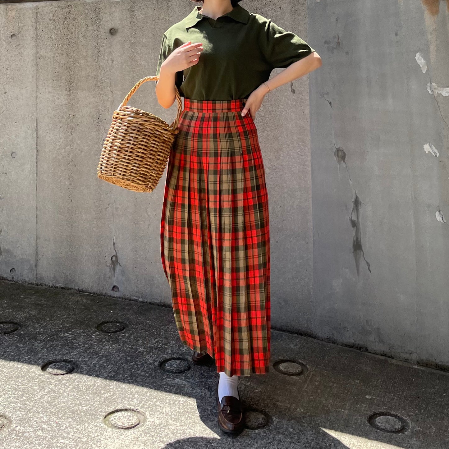 O'neil of Dublin リネンキルトスカート アヴォンフ オールラウンドプリーツ