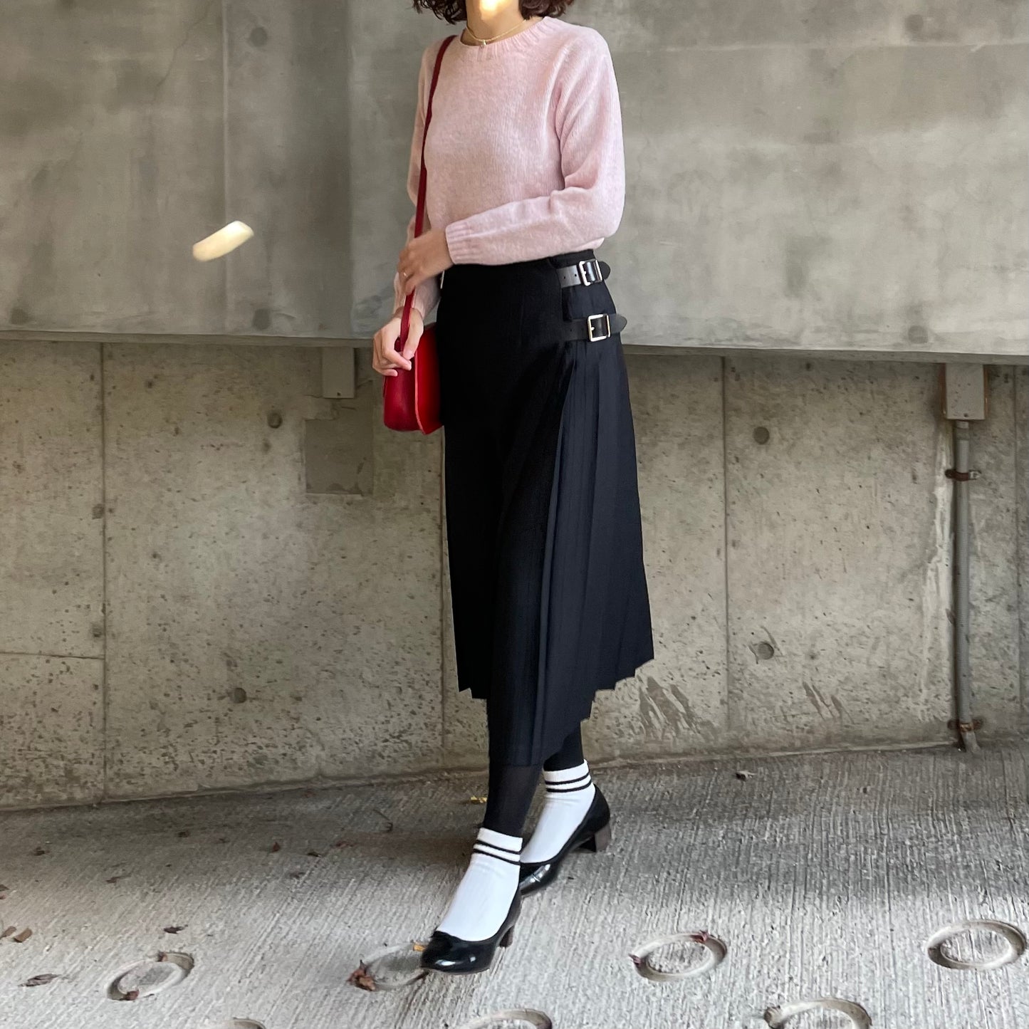 【10/31(金)21時〜プレオーダー開始】O'neil of Dublin キルトスカート ダブルベルト ブラック