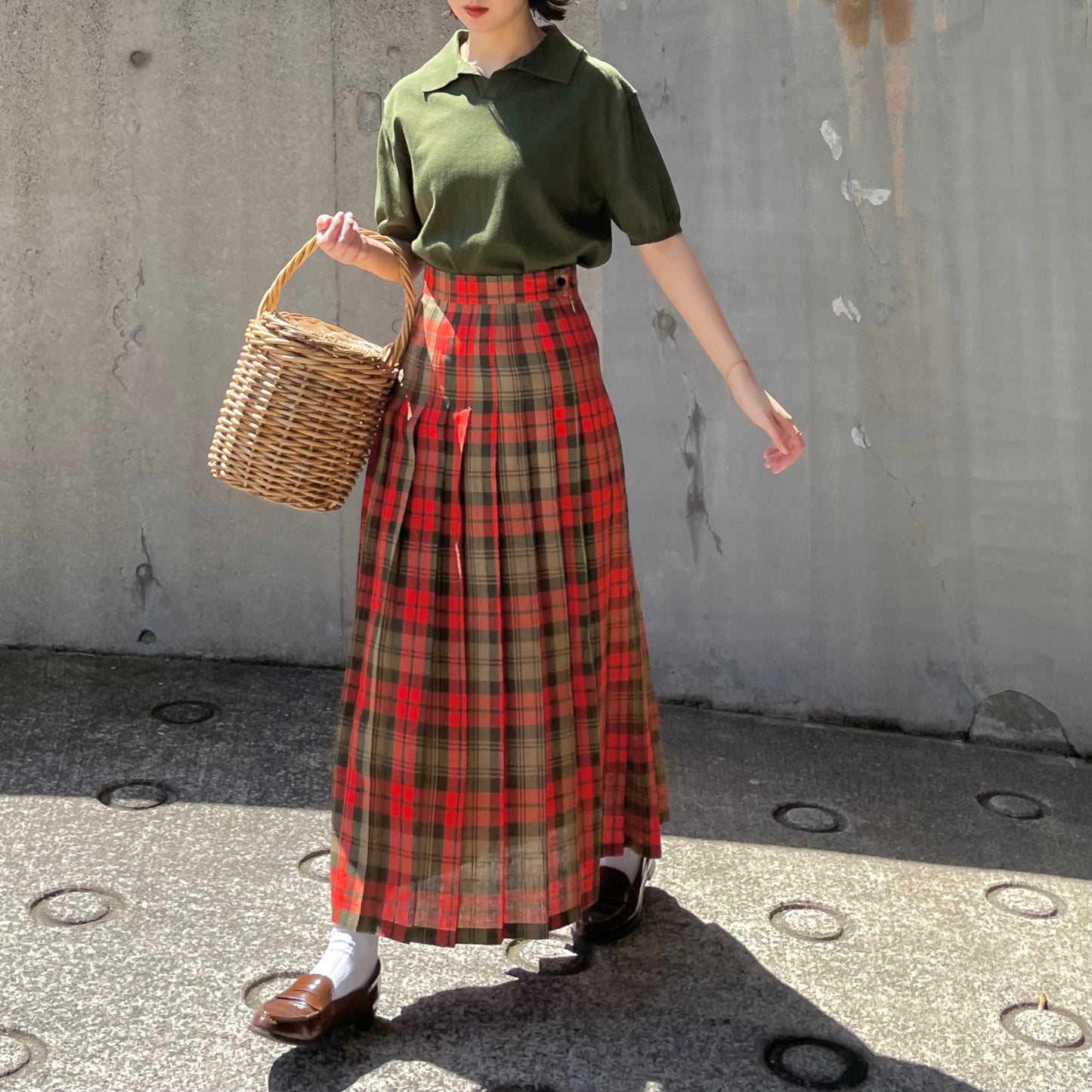 O'neil of Dublin リネンキルトスカート アヴォンフ オールラウンドプリーツ