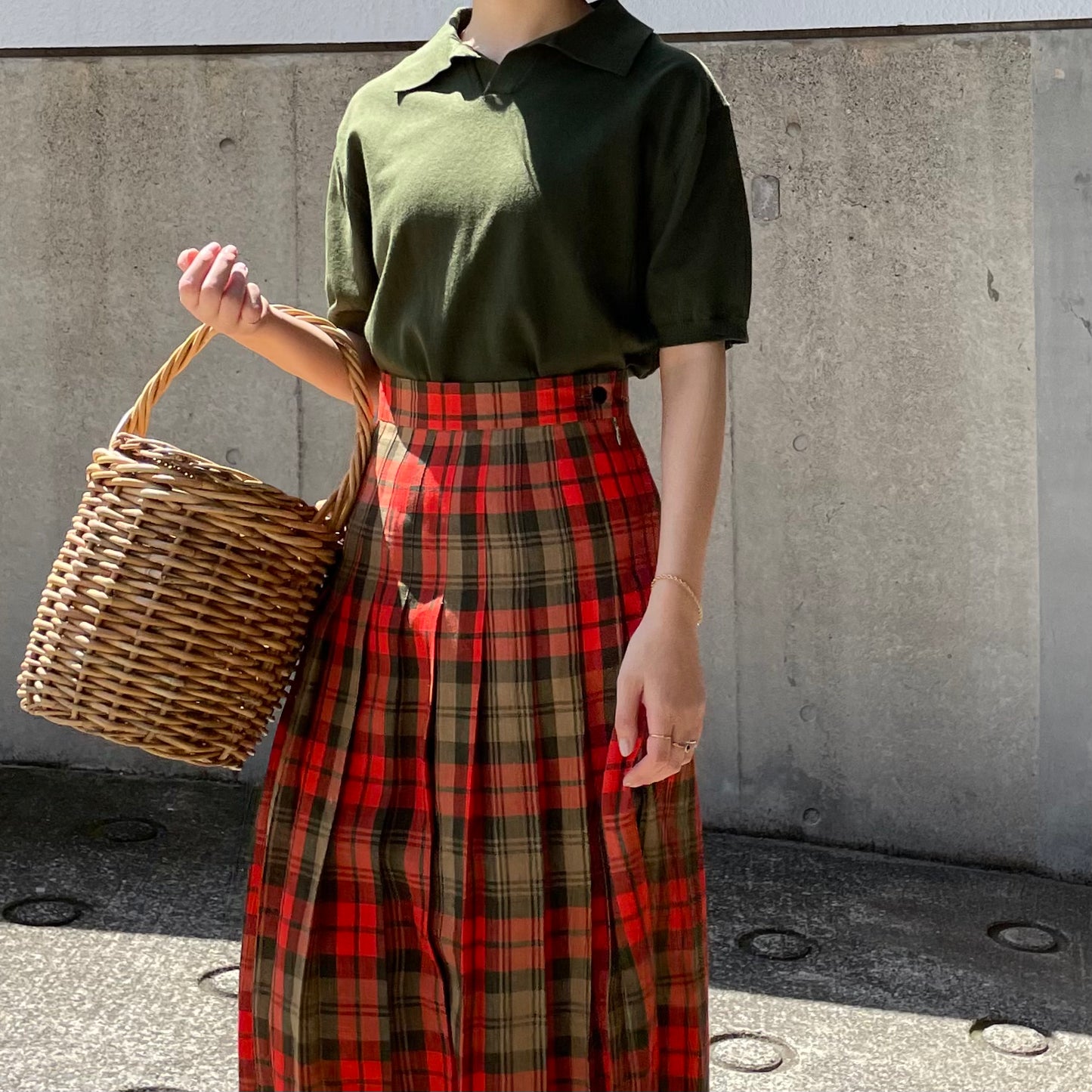 O'neil of Dublin リネンキルトスカート アヴォンフ オールラウンドプリーツ