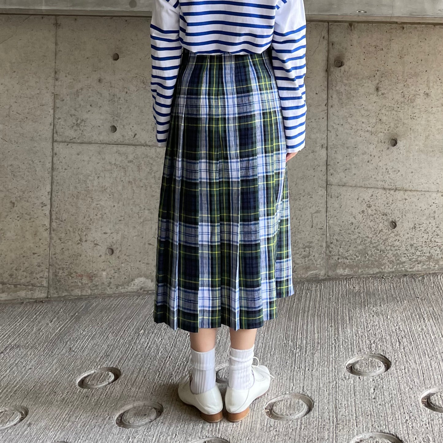 O'neil of Dublin リネンキルトスカート ドレスゴードン ワイドダブルベルト