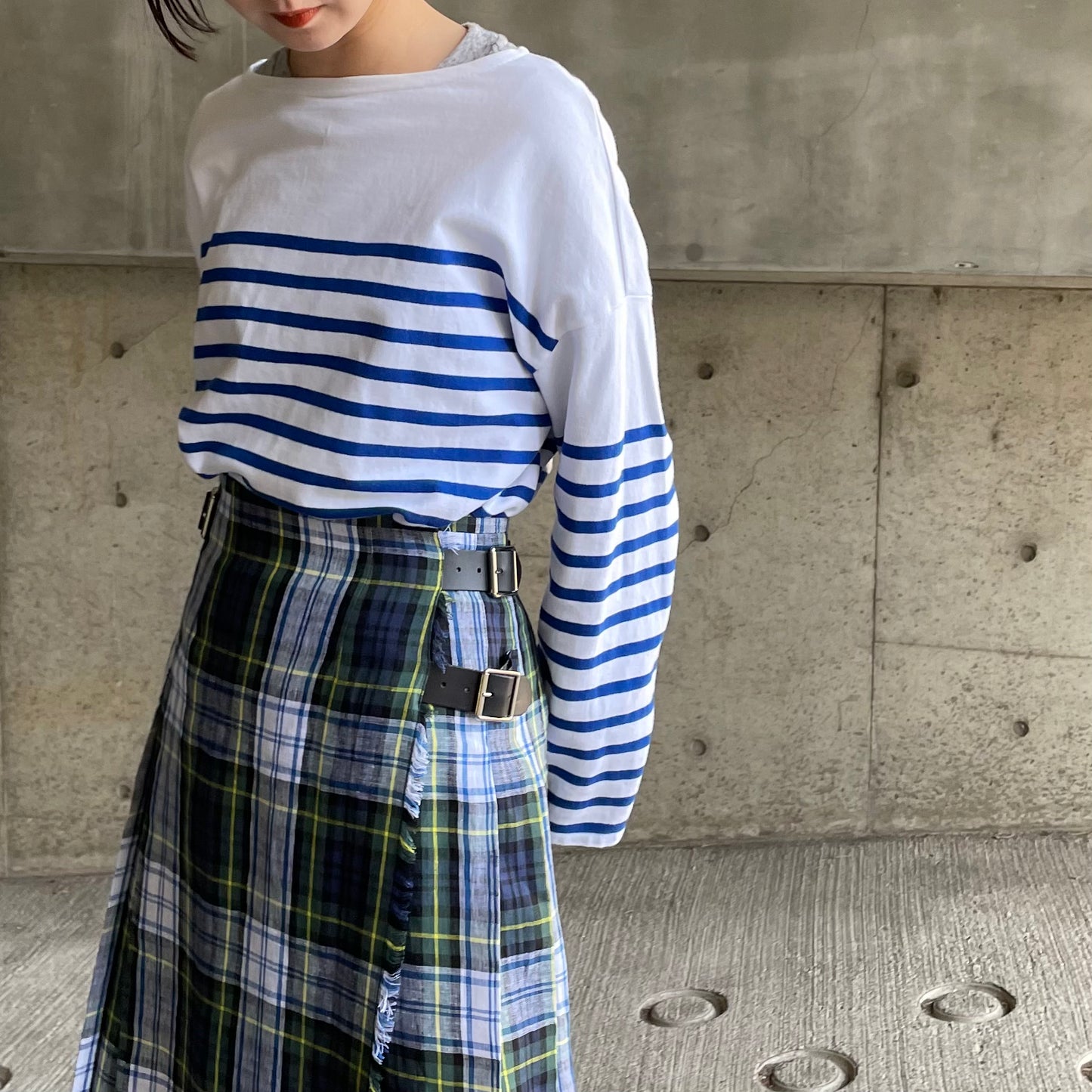 O'neil of Dublin リネンキルトスカート ドレスゴードン ワイドダブルベルト