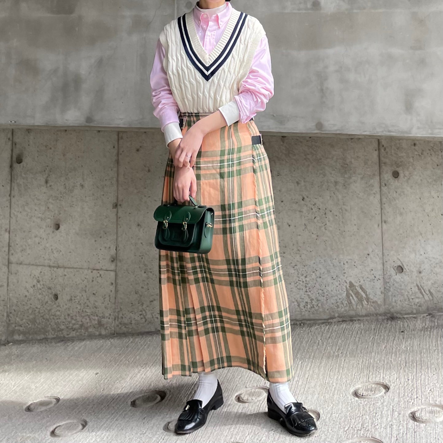 O'neil of Dublin リネンキルトスカート マウンターク ワイドダブルベルト