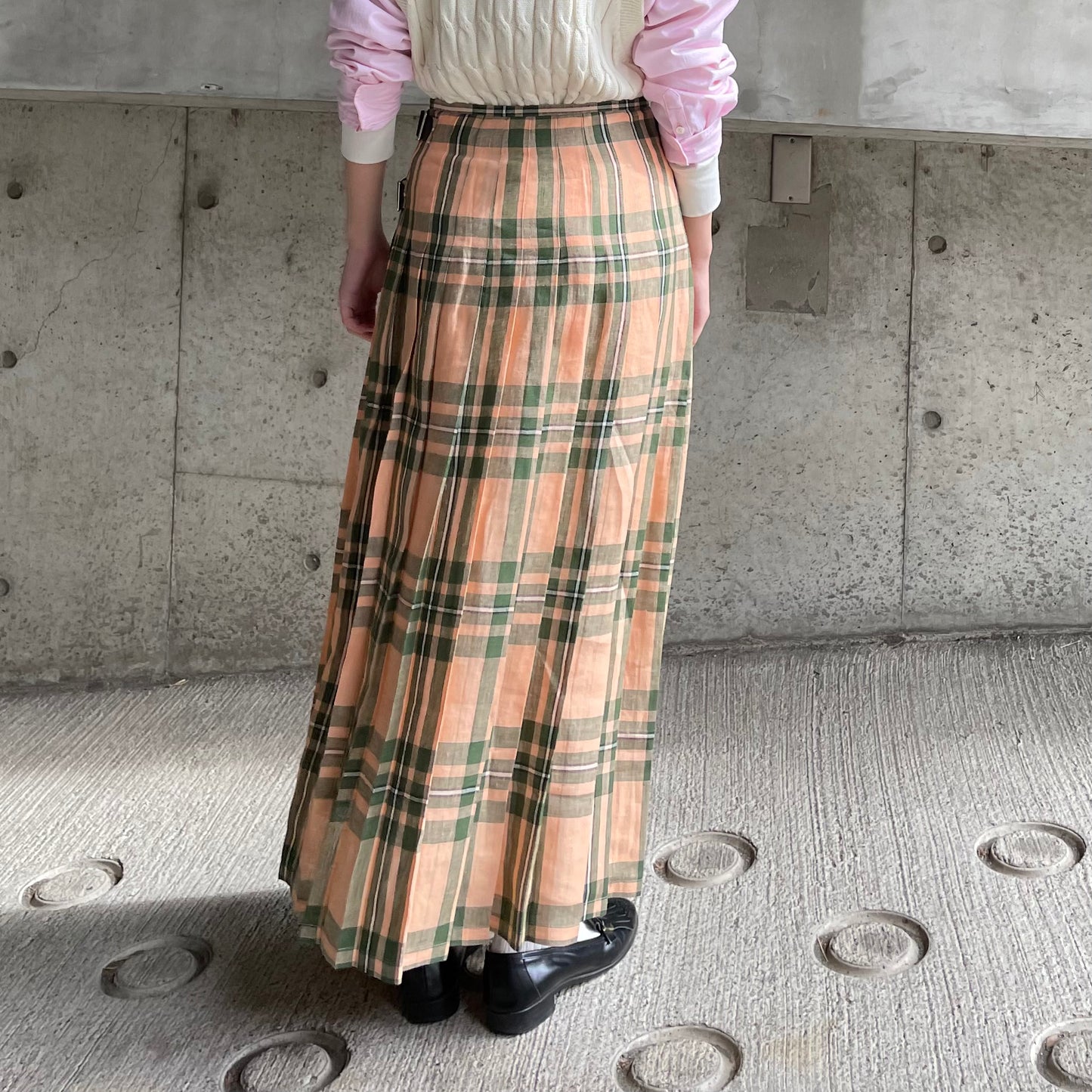 O'neil of Dublin リネンキルトスカート マウンターク ワイドダブルベルト