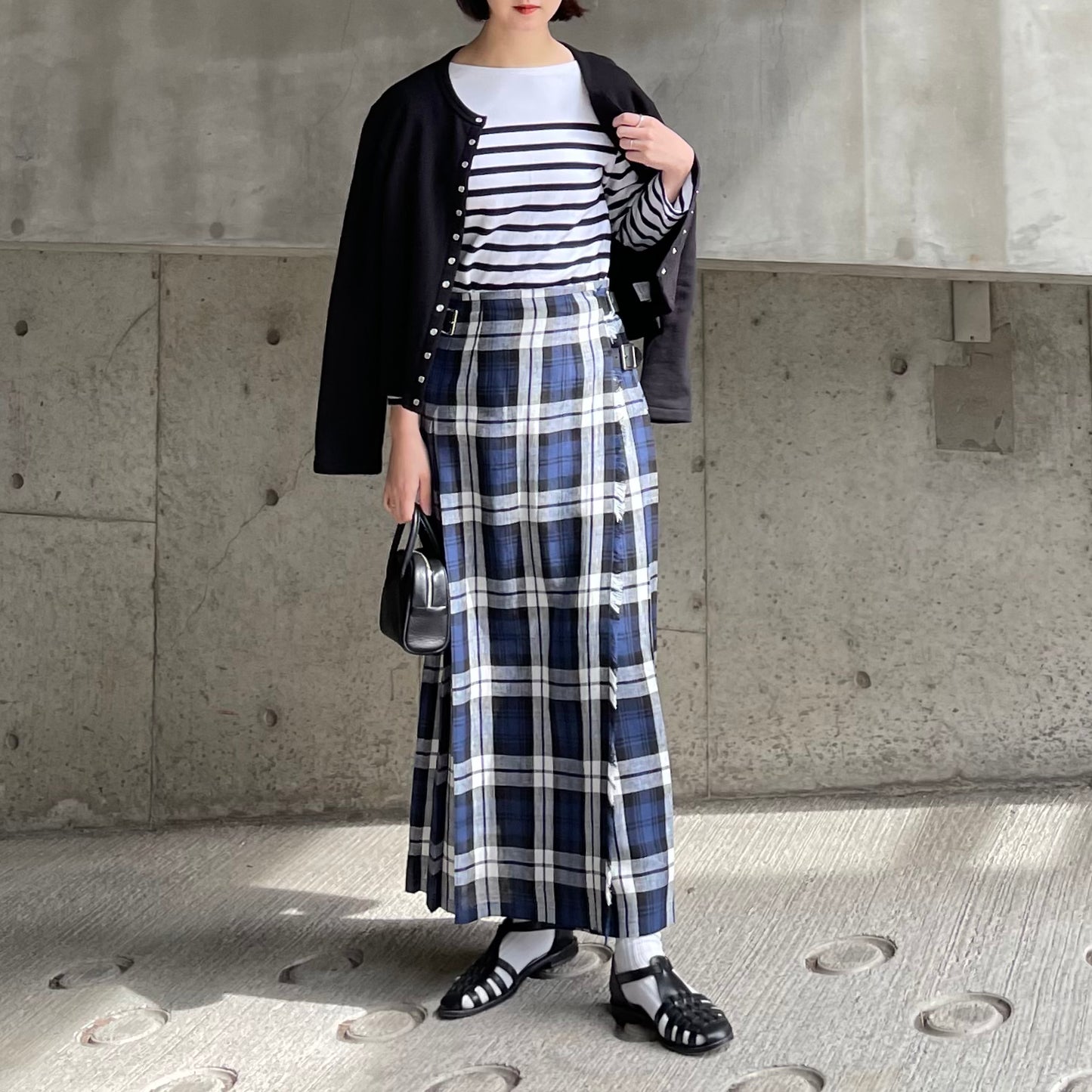 O'neil of Dublin リネンキルトスカート レカフレア ワイドダブルベルト