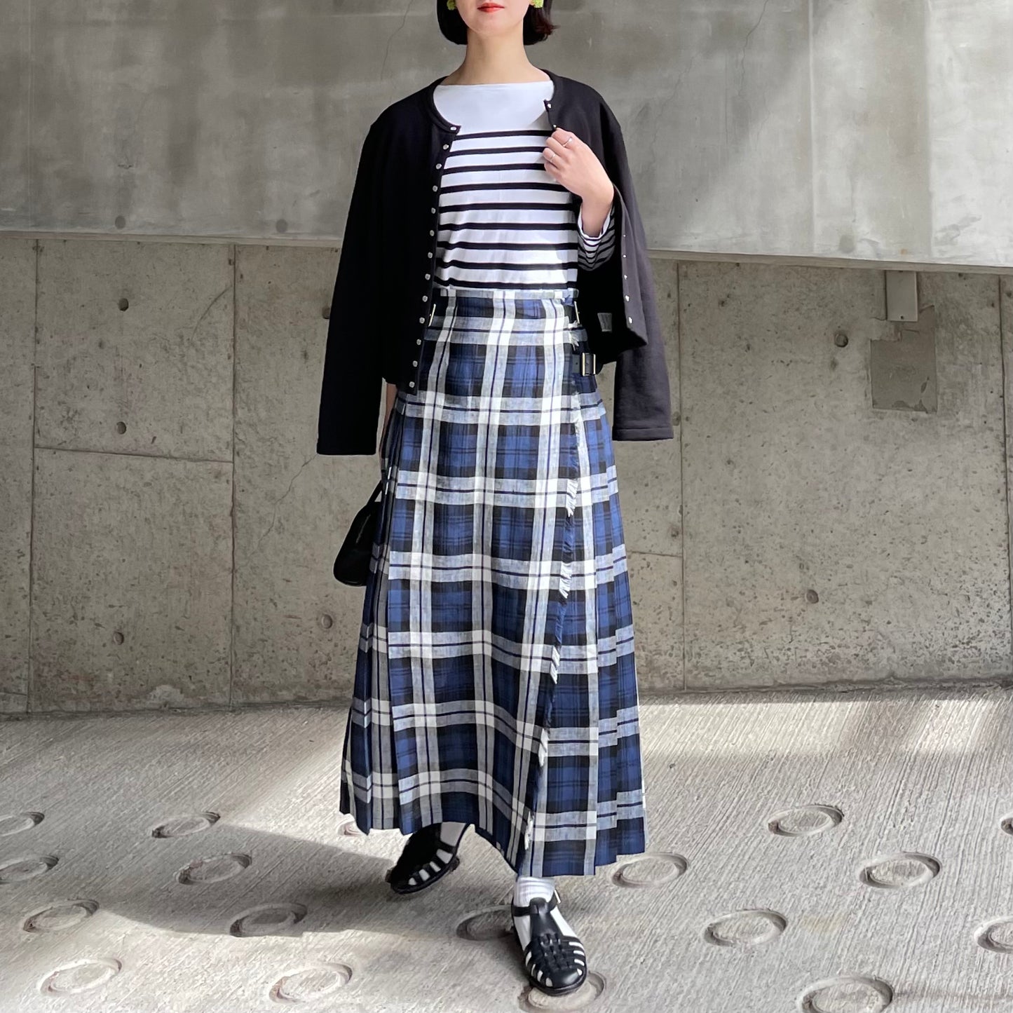 O'neil of Dublin リネンキルトスカート レカフレア ワイドダブルベルト