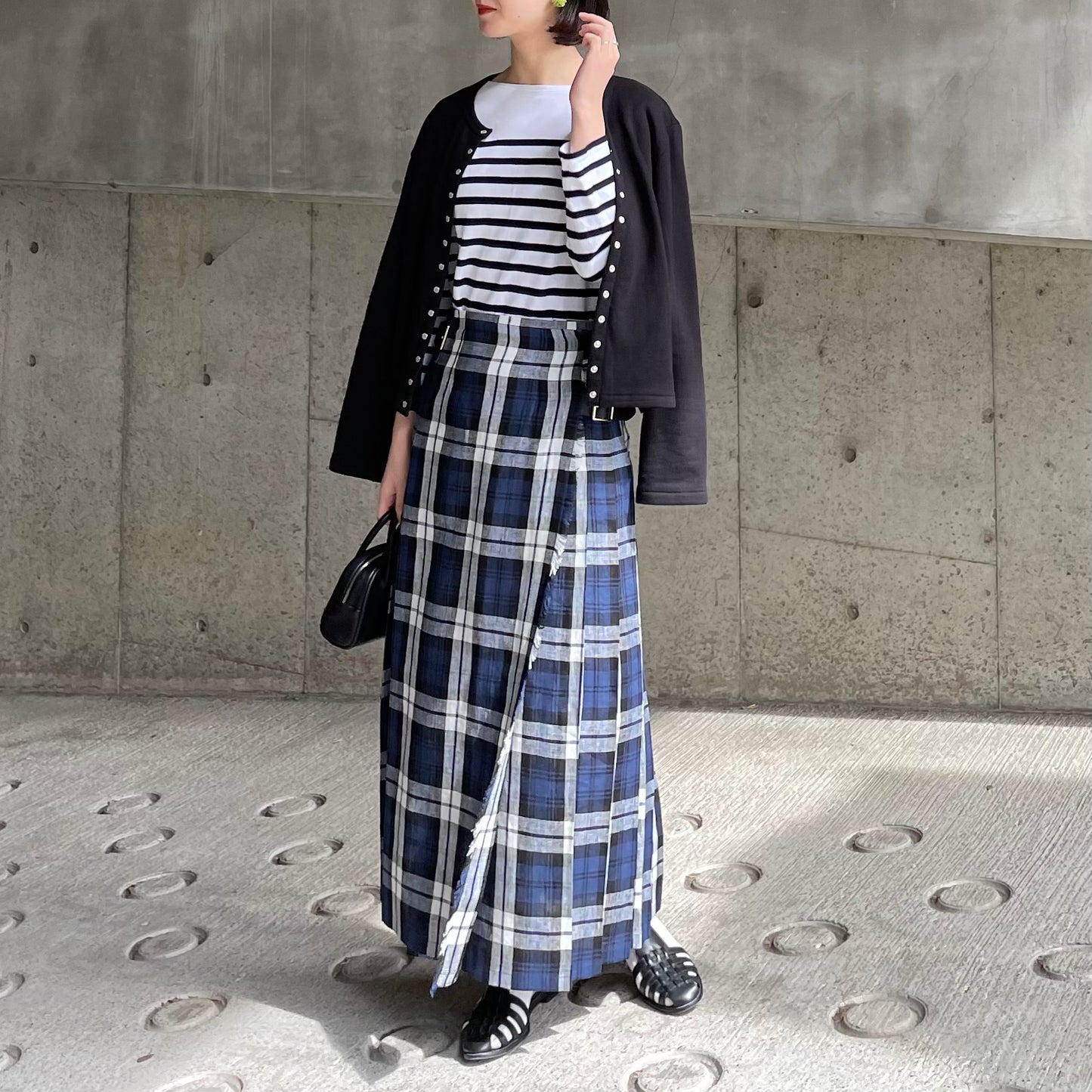 O'neil of Dublin リネンキルトスカート レカフレア ワイドダブルベルト