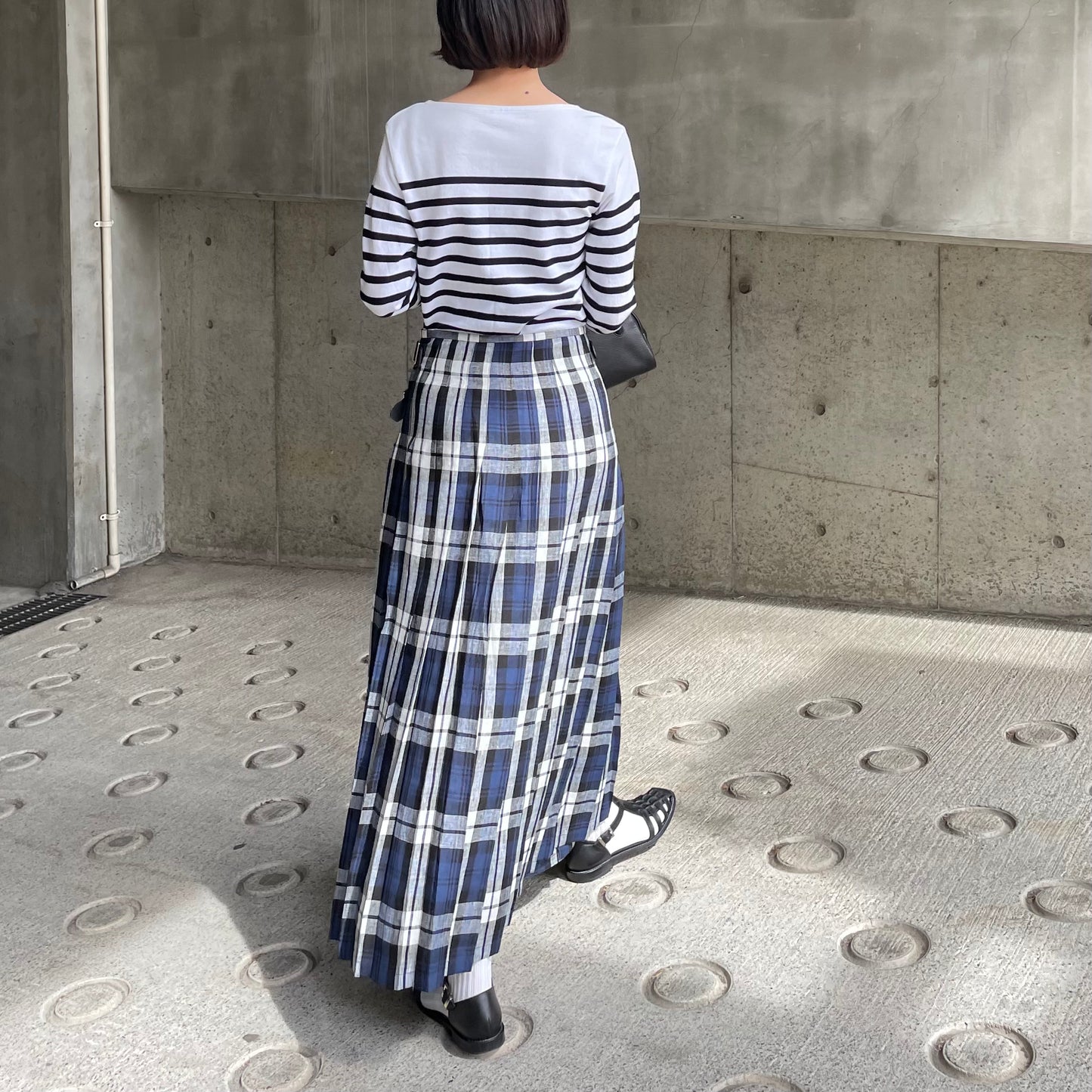 O'neil of Dublin リネンキルトスカート レカフレア ワイドダブルベルト