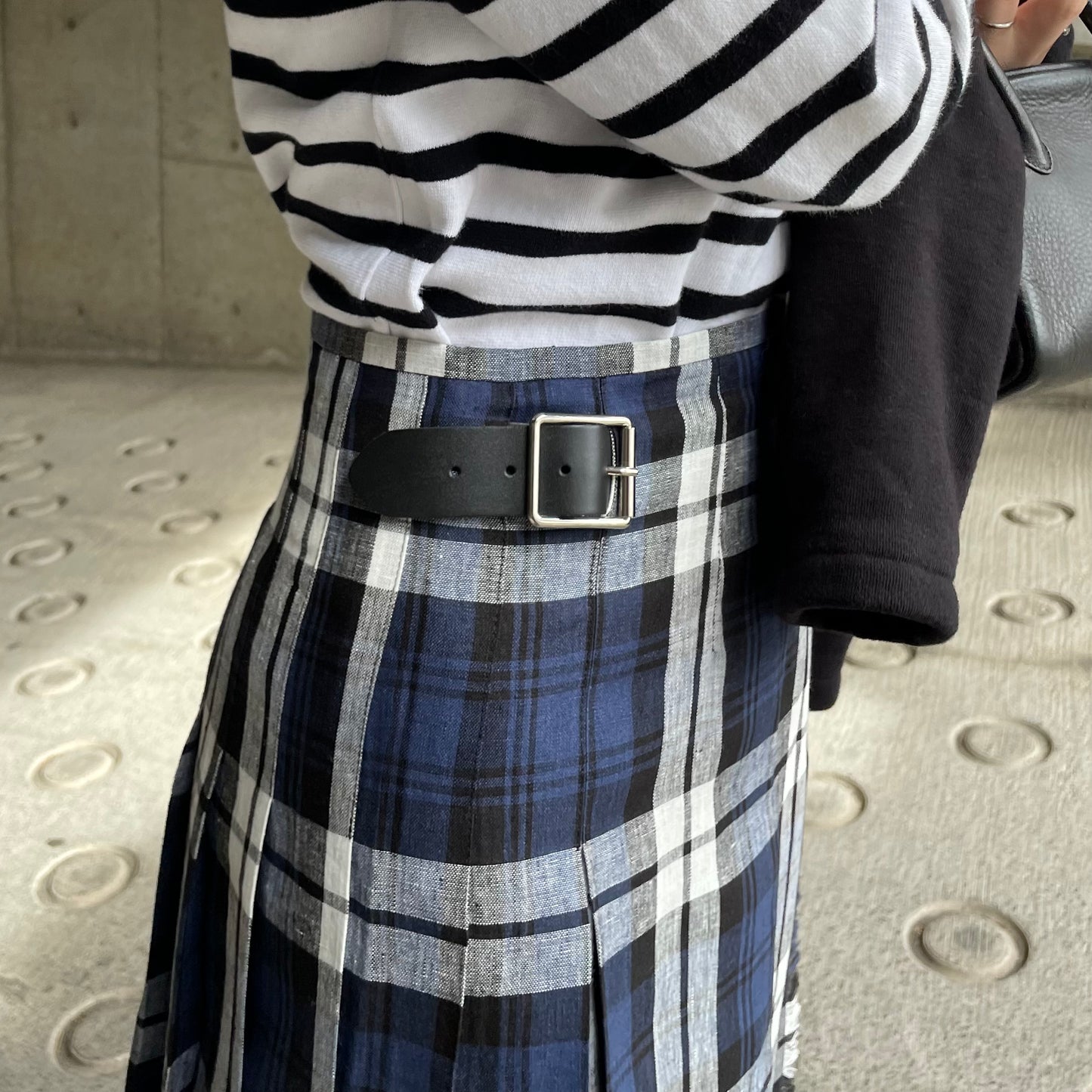 O'neil of Dublin リネンキルトスカート レカフレア ワイドダブルベルト
