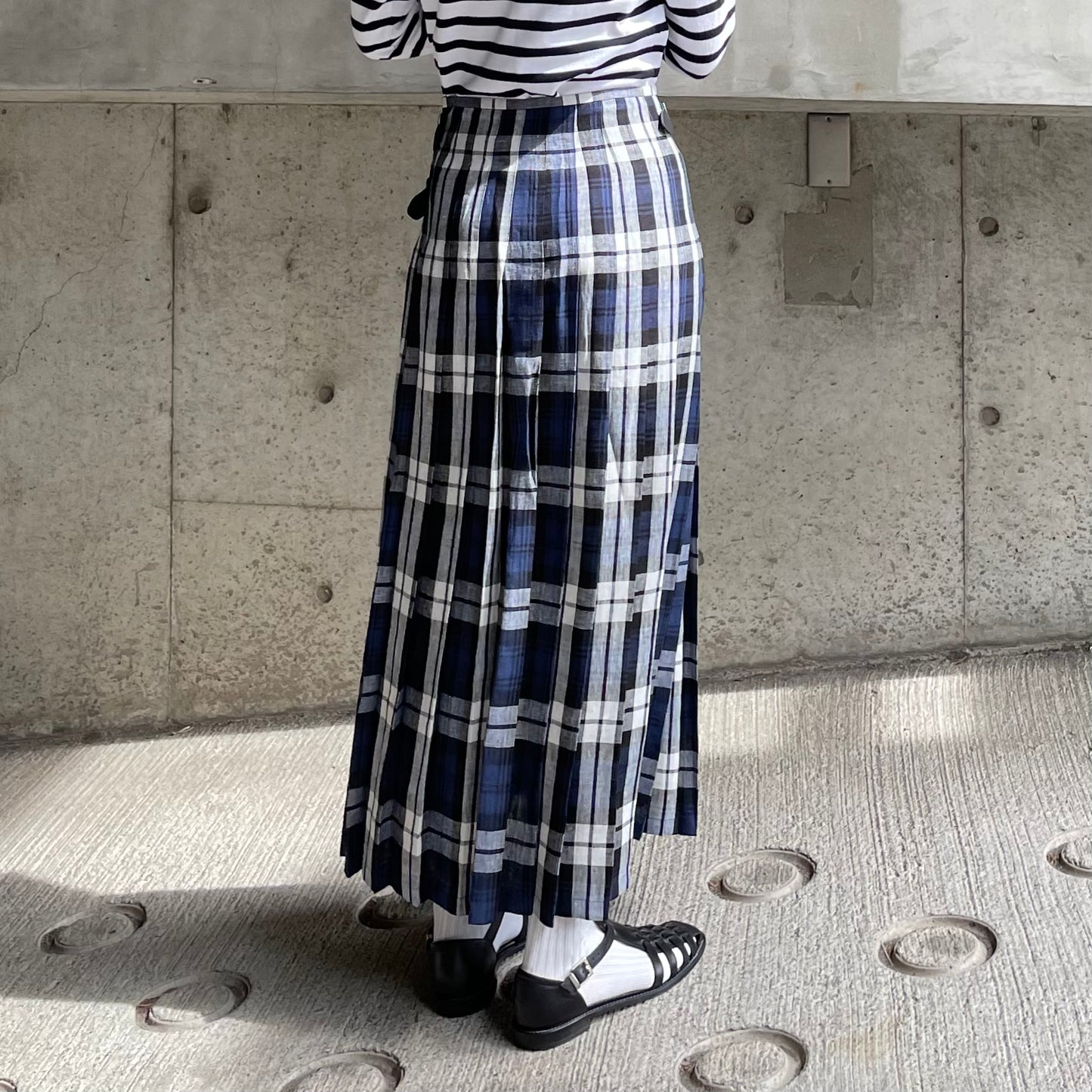 O'neil of Dublin リネンキルトスカート レカフレア ワイドダブルベルト