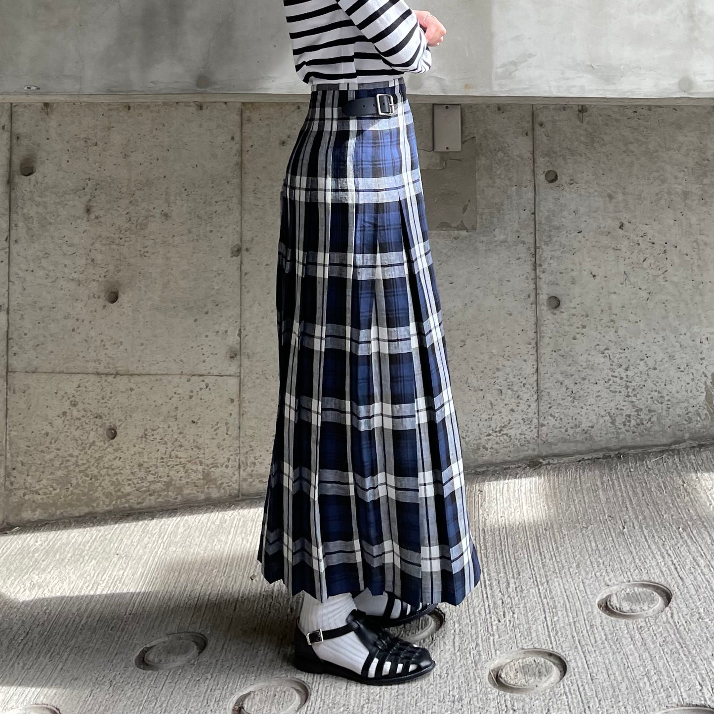O'neil of Dublin リネンキルトスカート レカフレア ワイドダブルベルト