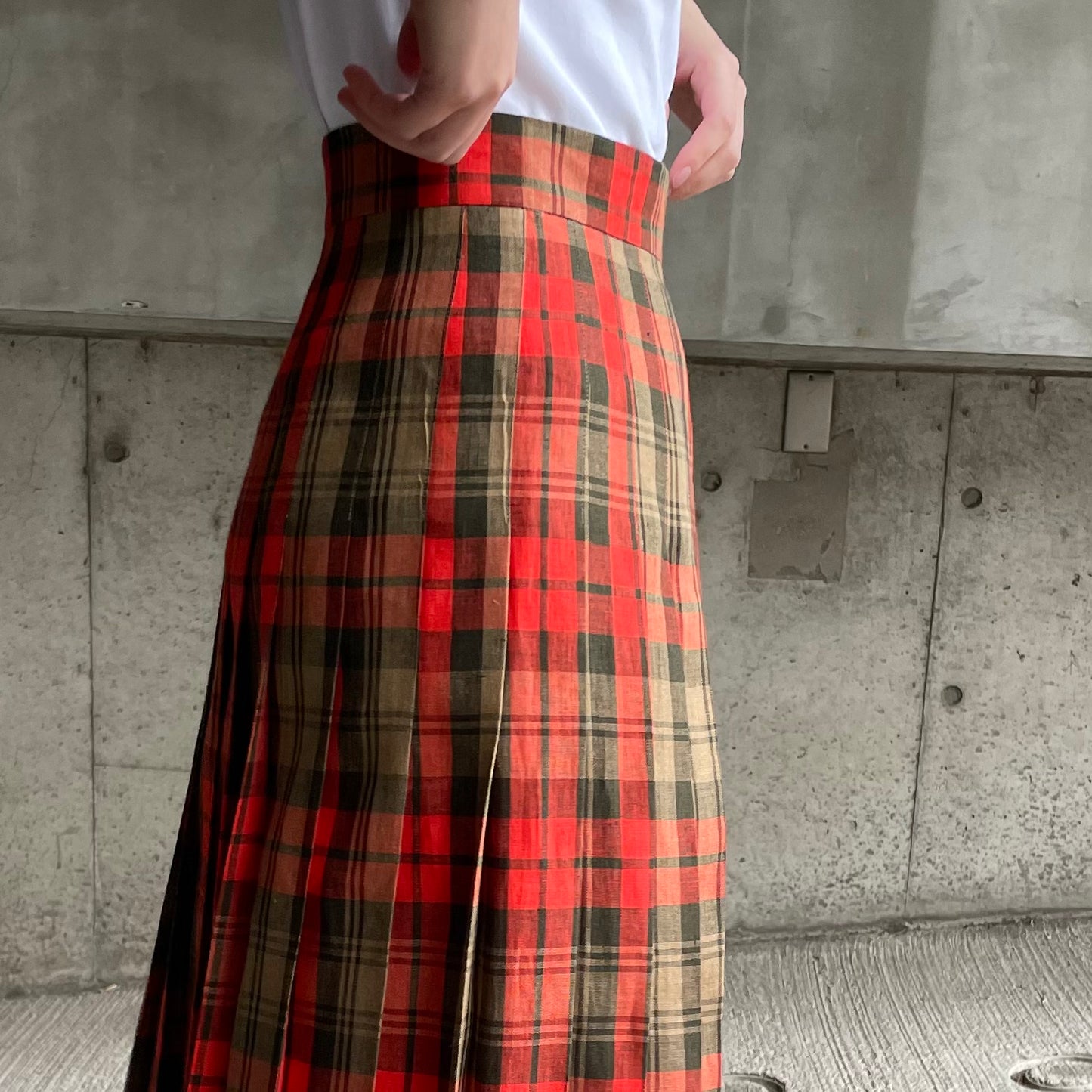 O'neil of Dublin リネンキルトスカート アヴォンフ オールラウンドプリーツ
