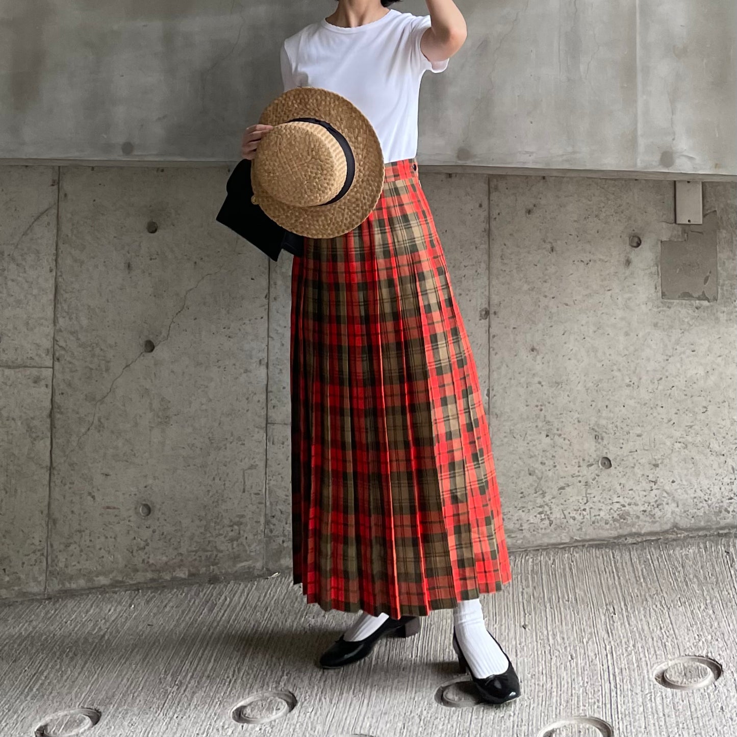 O'neil of Dublin リネンキルトスカート アヴォンフ オールラウンドプリーツ