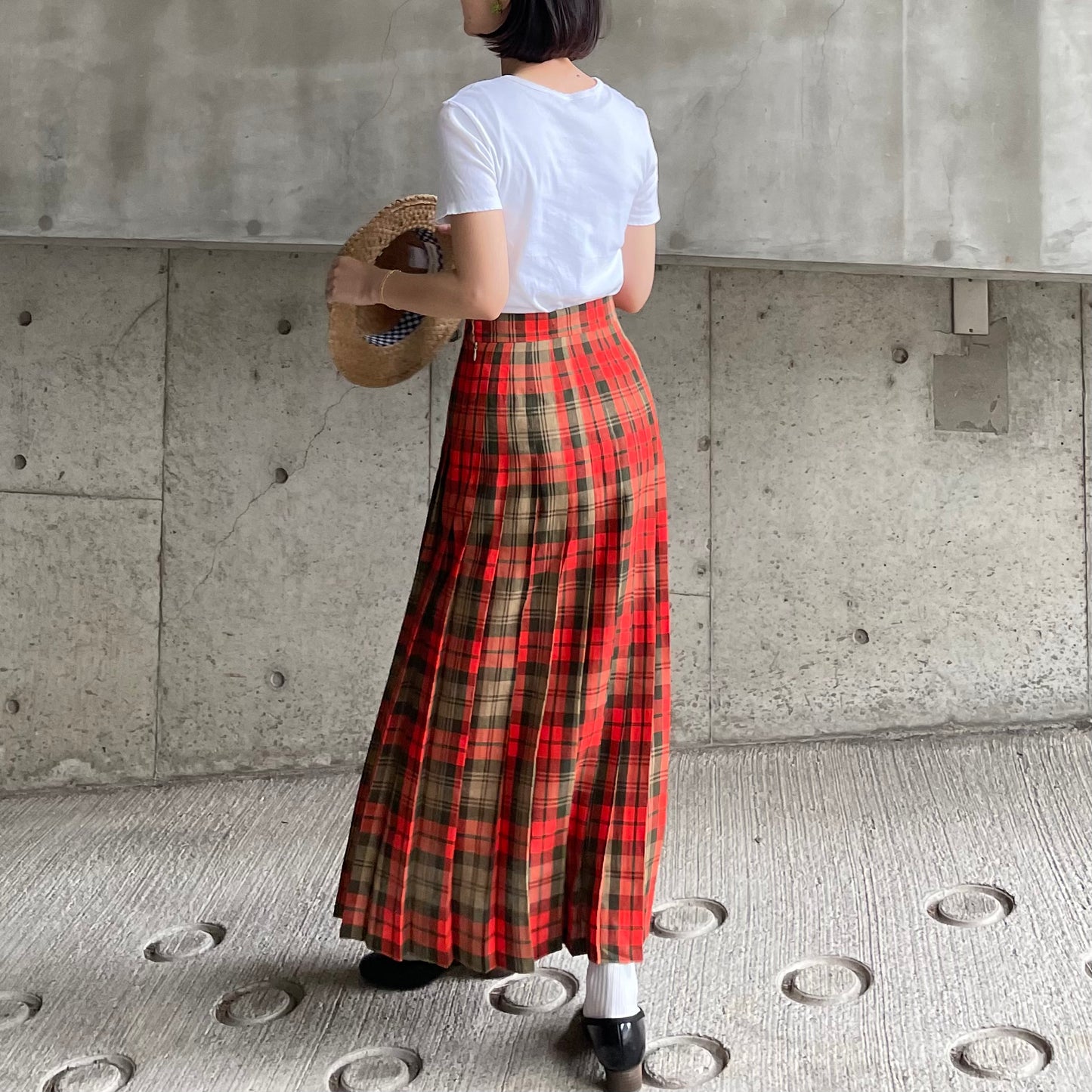 O'neil of Dublin リネンキルトスカート アヴォンフ オールラウンドプリーツ