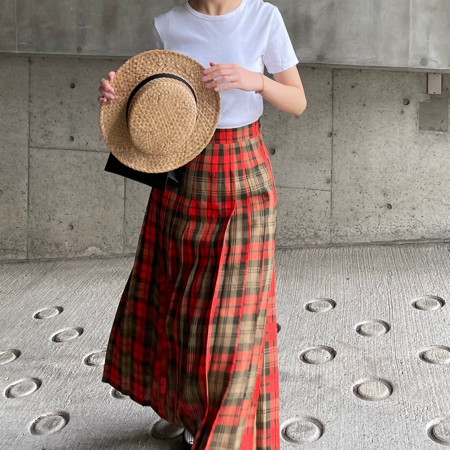 O'neil of Dublin リネンキルトスカート アヴォンフ オールラウンドプリーツ