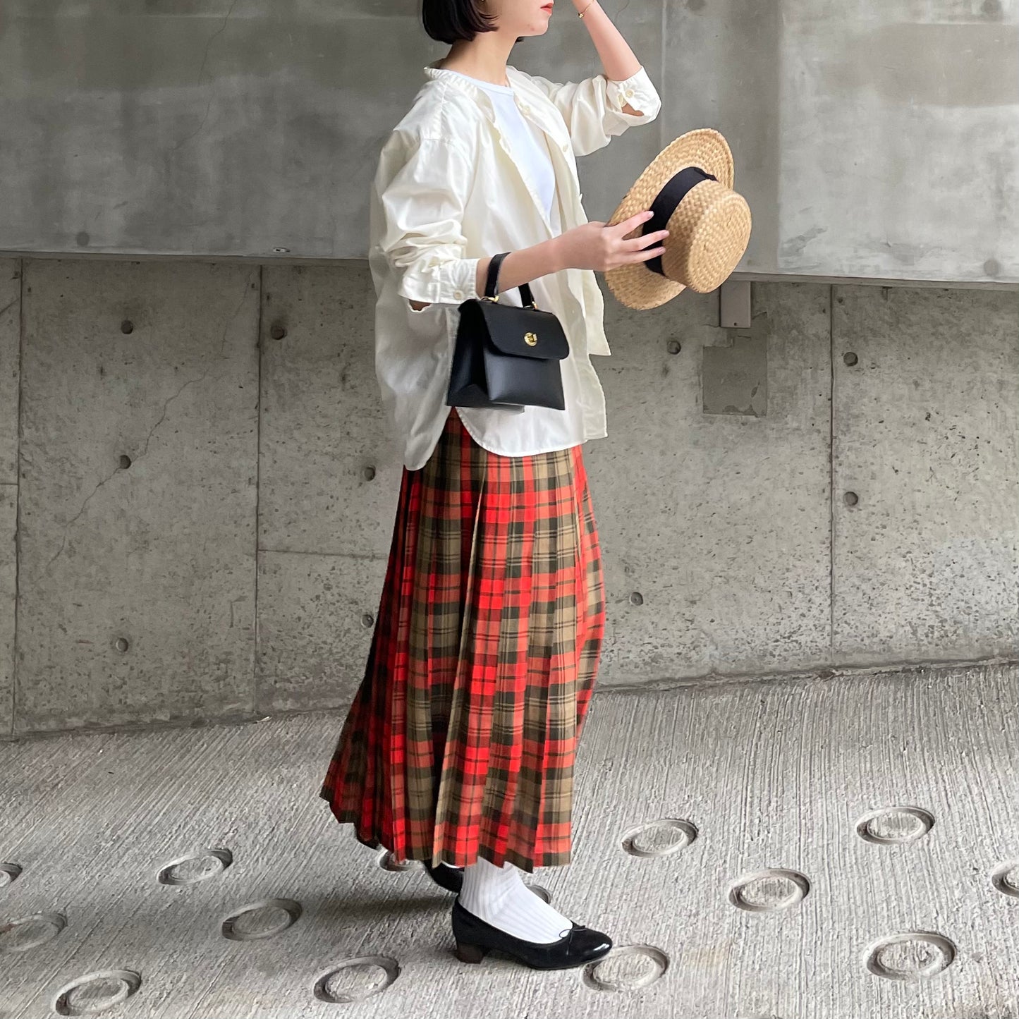 O'neil of Dublin リネンキルトスカート アヴォンフ オールラウンドプリーツ
