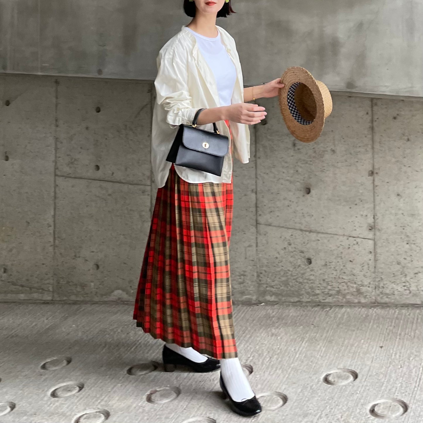 O'neil of Dublin リネンキルトスカート アヴォンフ オールラウンドプリーツ