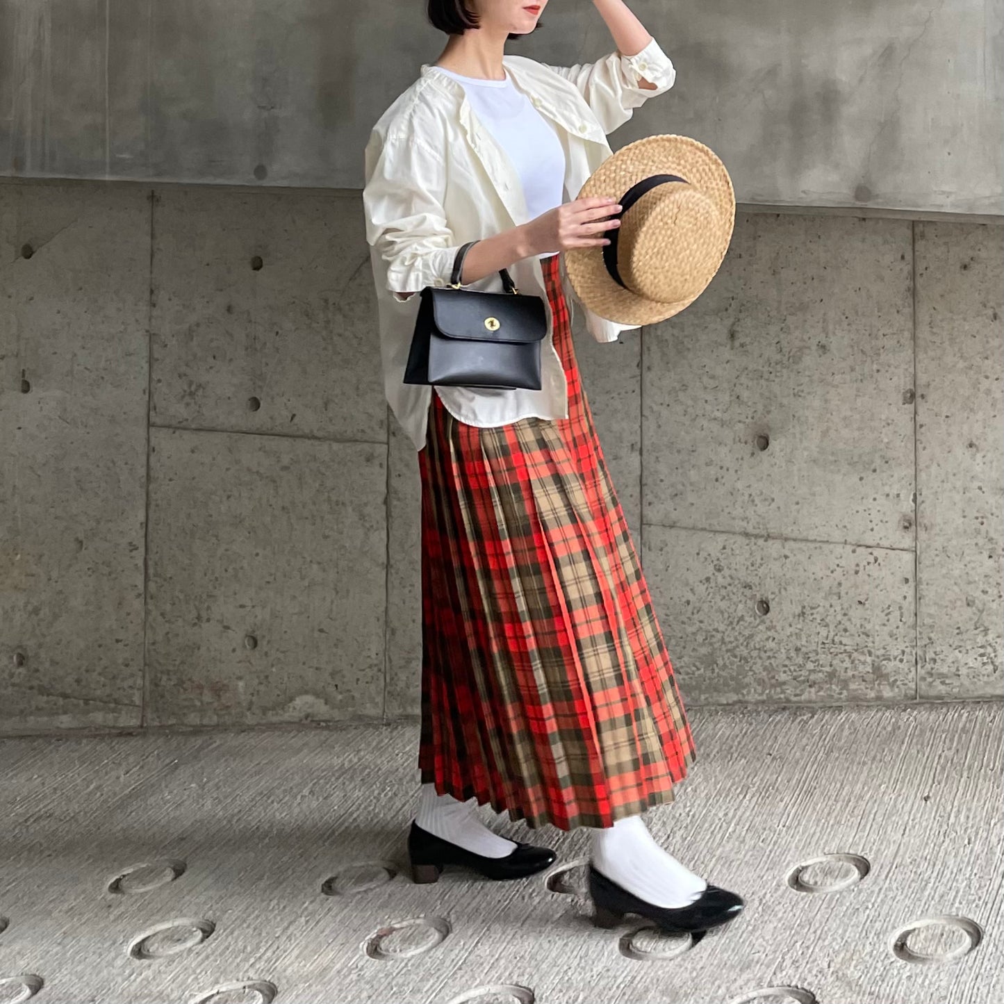 O'neil of Dublin リネンキルトスカート アヴォンフ オールラウンドプリーツ