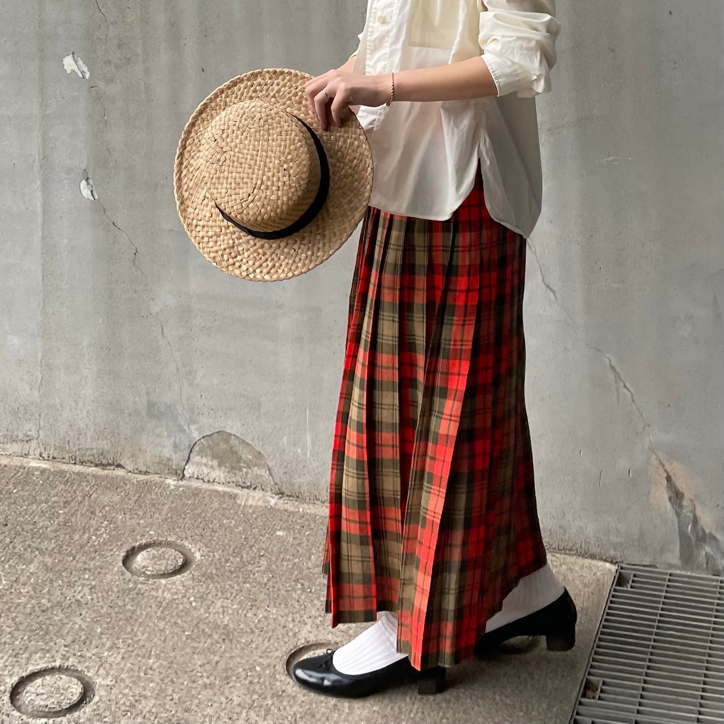 O'neil of Dublin リネンキルトスカート アヴォンフ オールラウンドプリーツ