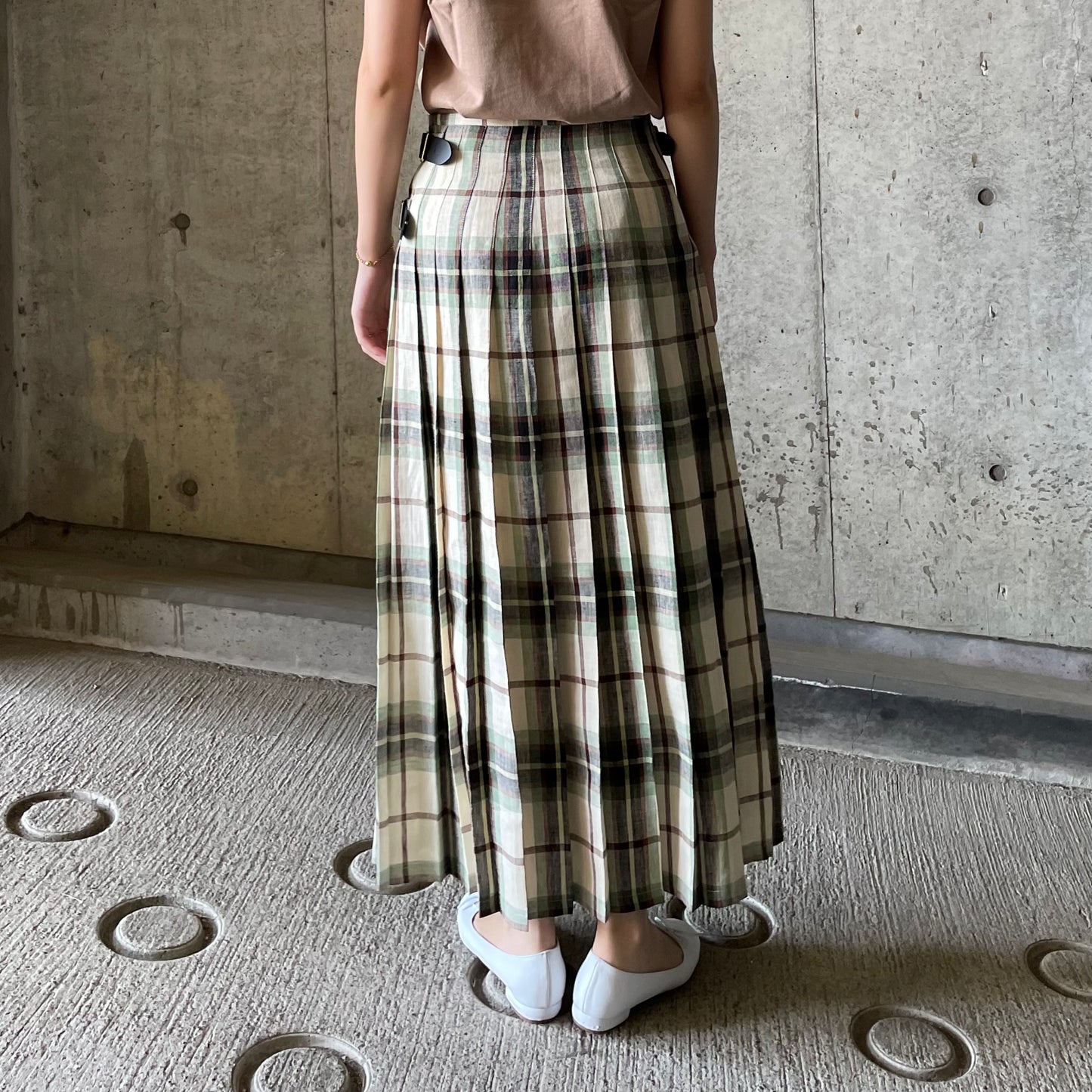 O'neil of Dublin リネンキルトスカート マッコトループ ワイドダブルベルト
