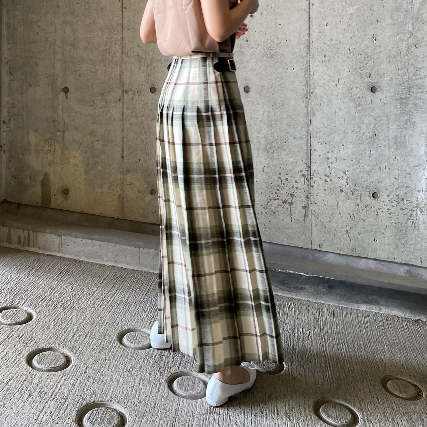 O'neil of Dublin リネンキルトスカート マッコトループ ワイドダブルベルト