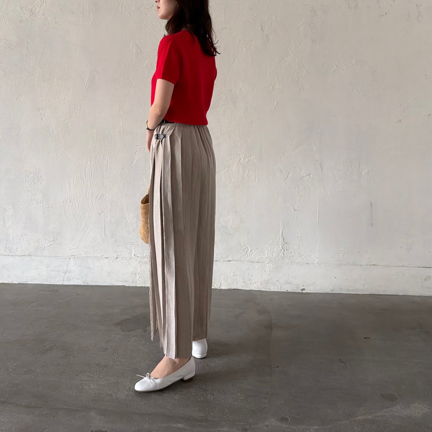 【5/22(金)21時〜販売開始】O'neil of Dublin イージーキルトラップスカートエクストラベルト　ストーンベージュ